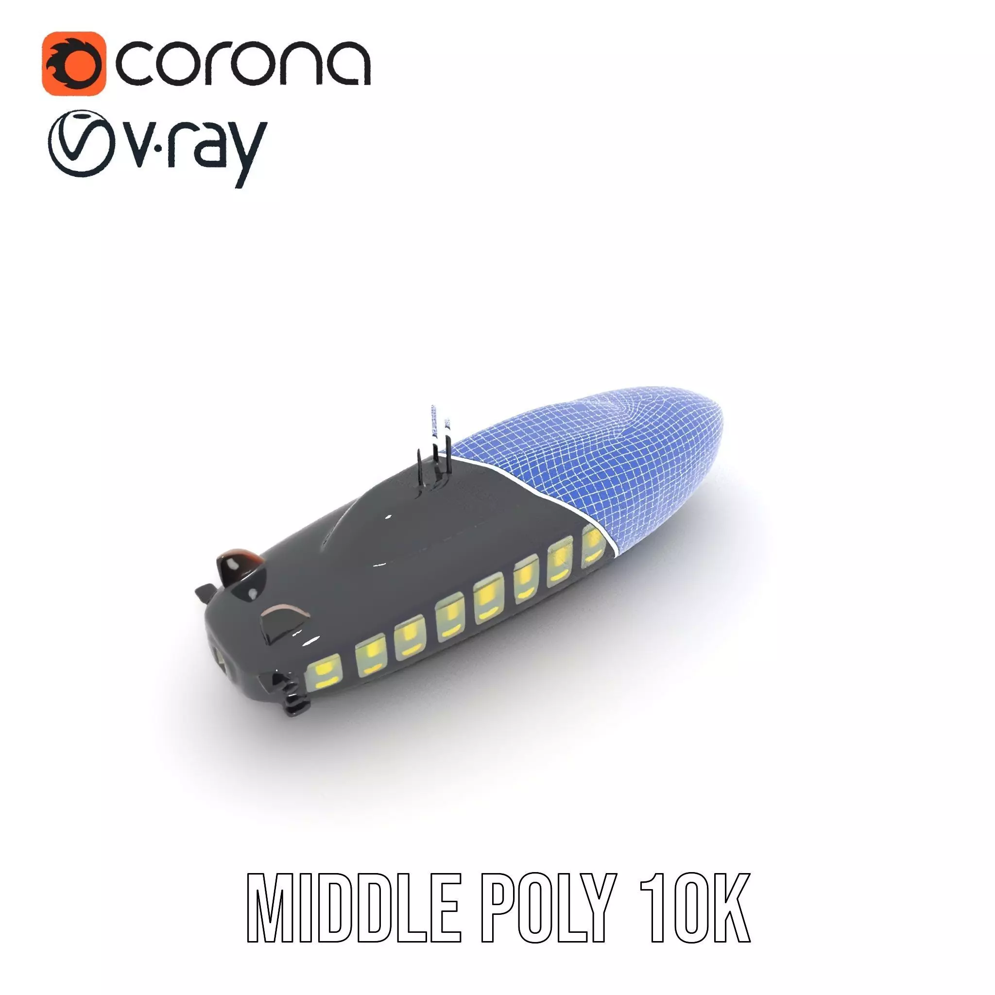 Black Submarine model pack Low-poly 3D model_5