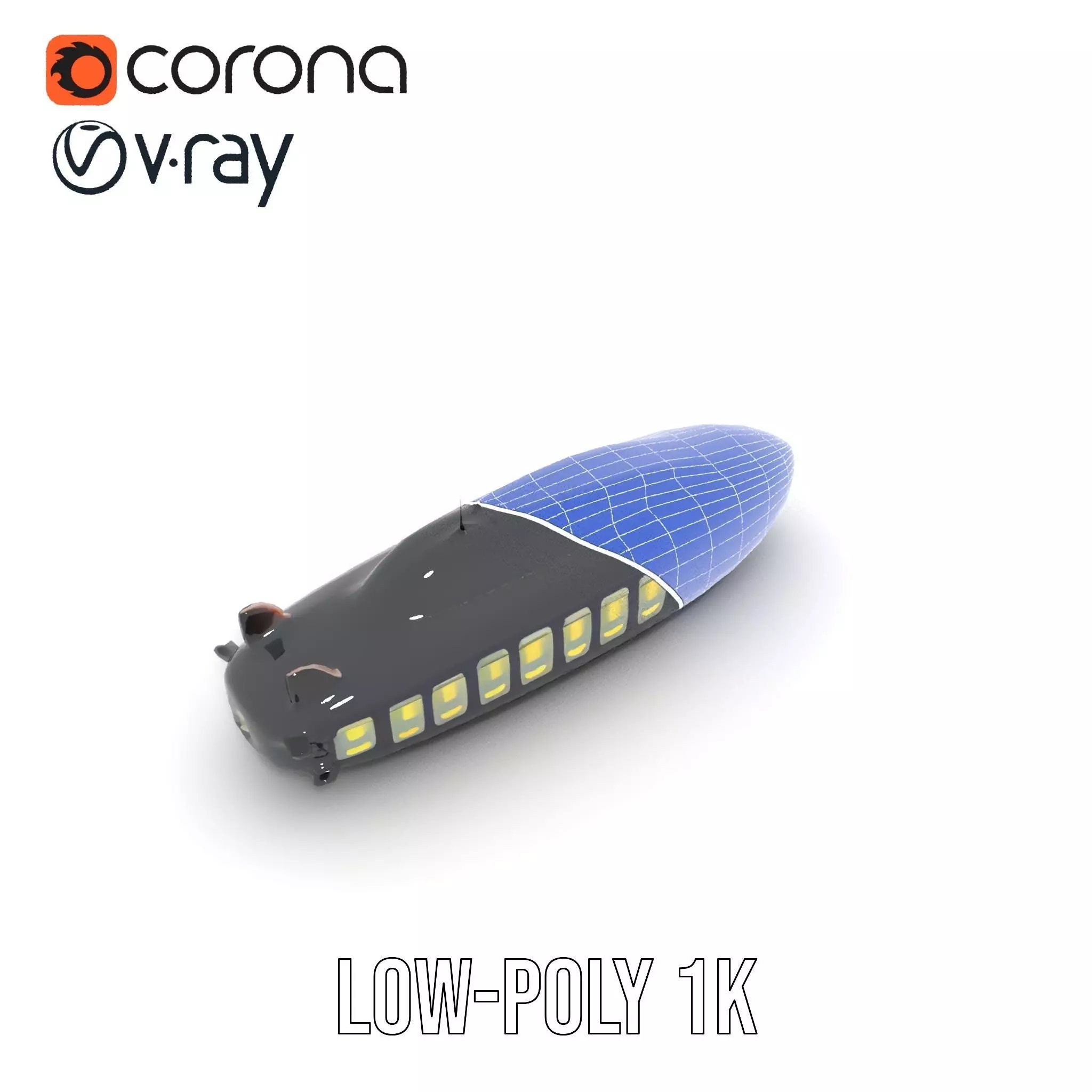 Black Submarine model pack Low-poly 3D model_14