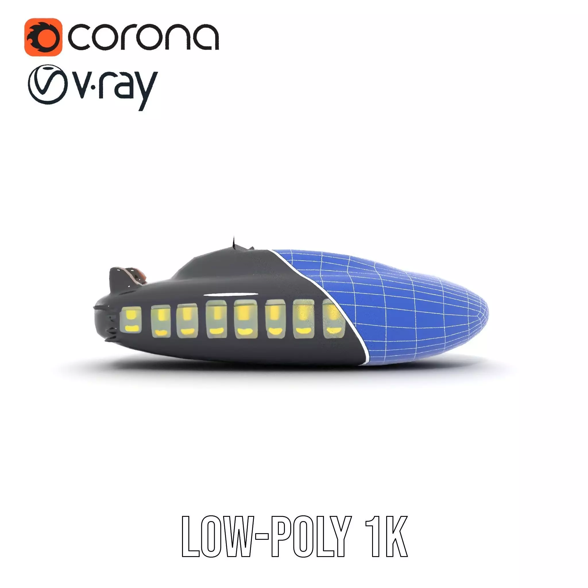 Black Submarine model pack Low-poly 3D model_31