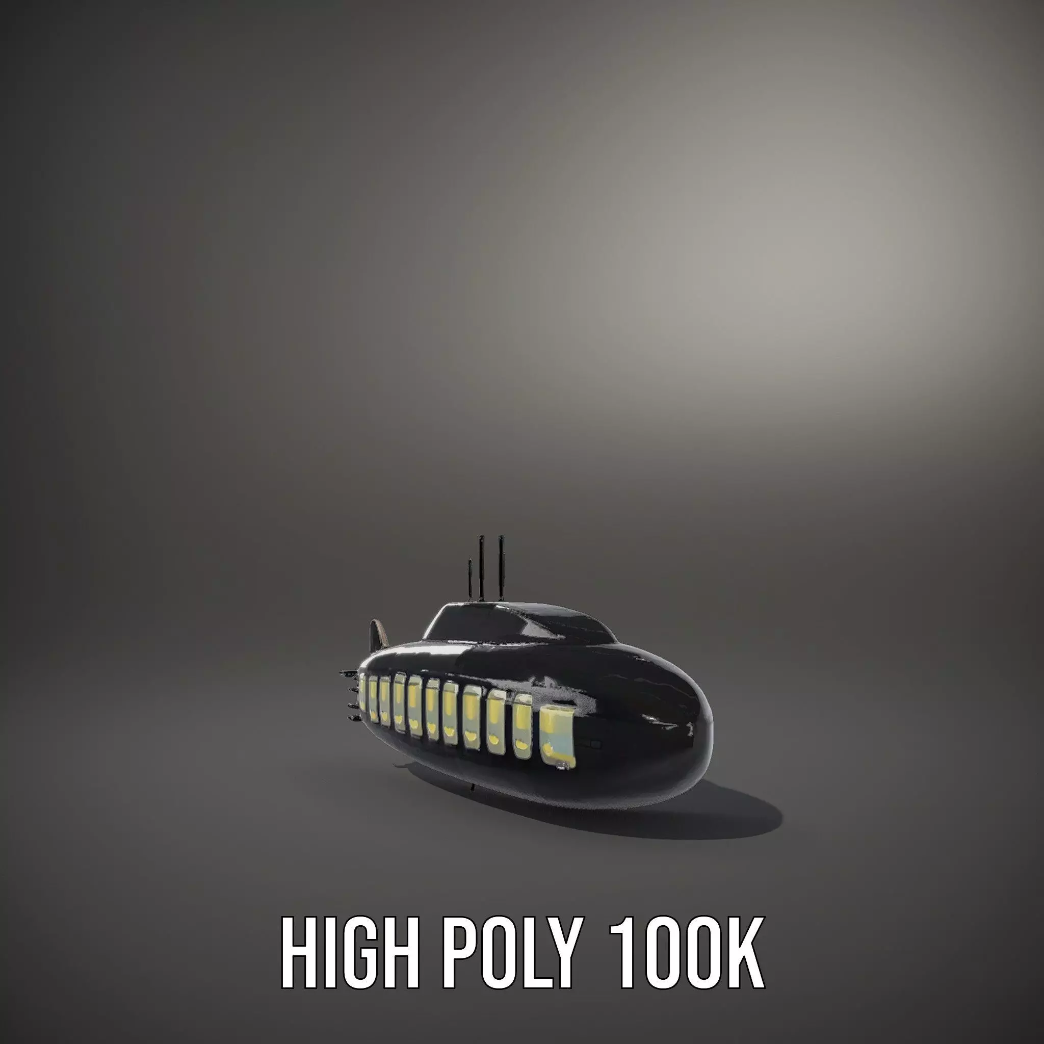 Black Submarine model pack Low-poly 3D model_8