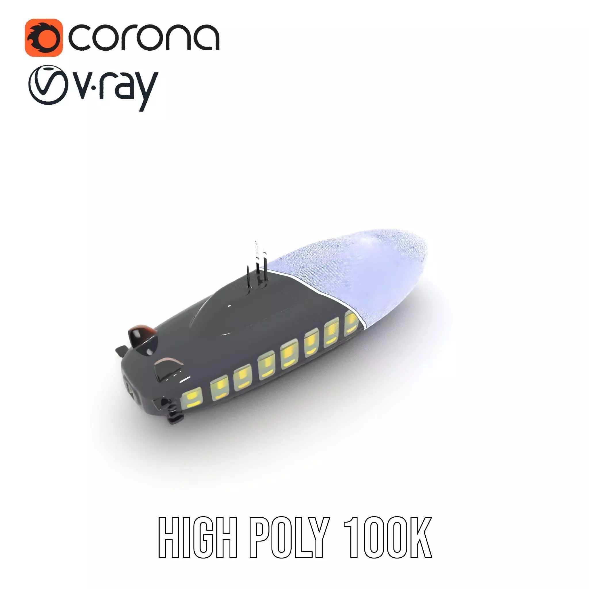 Black Submarine model pack Low-poly 3D model_29