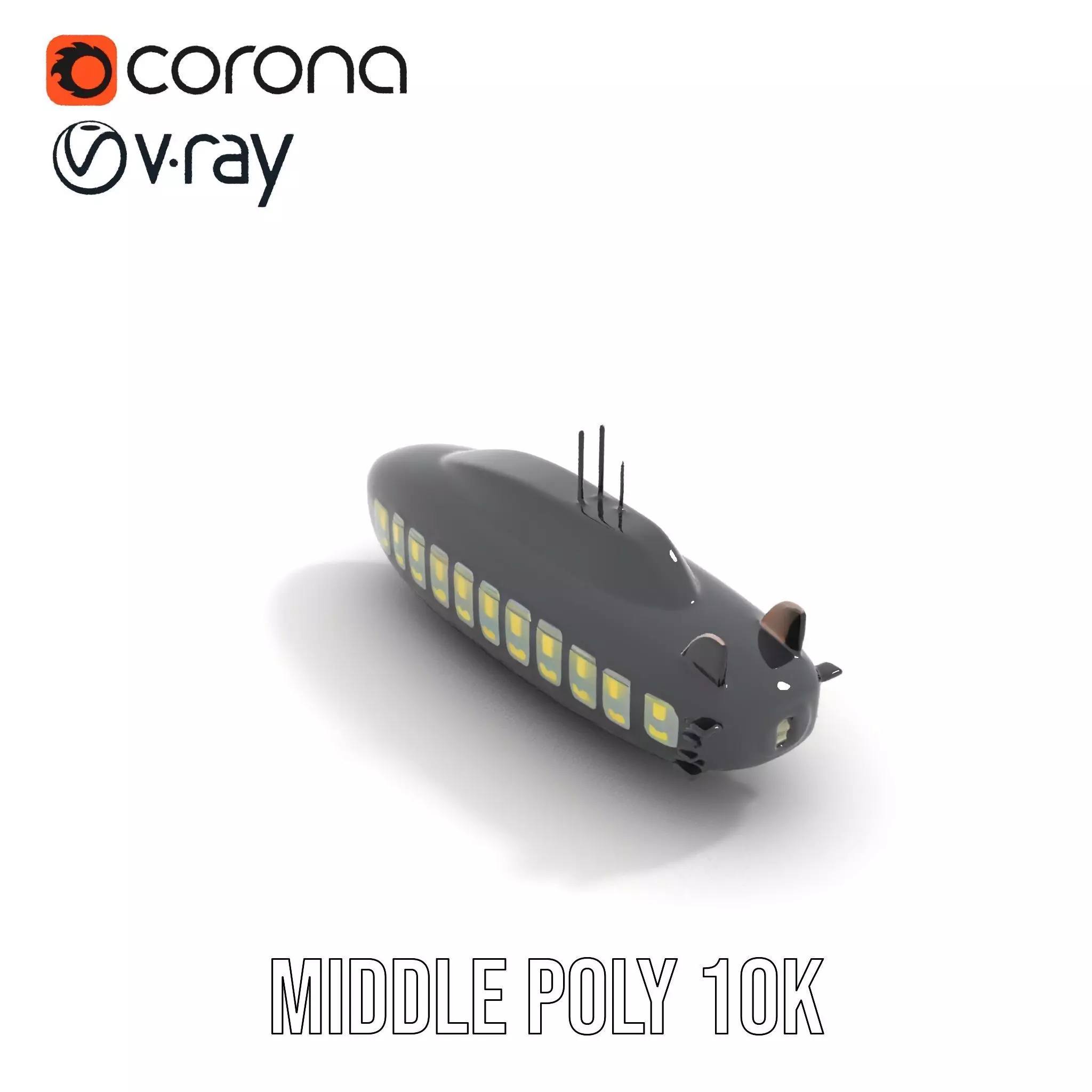 Black Submarine model pack Low-poly 3D model_27