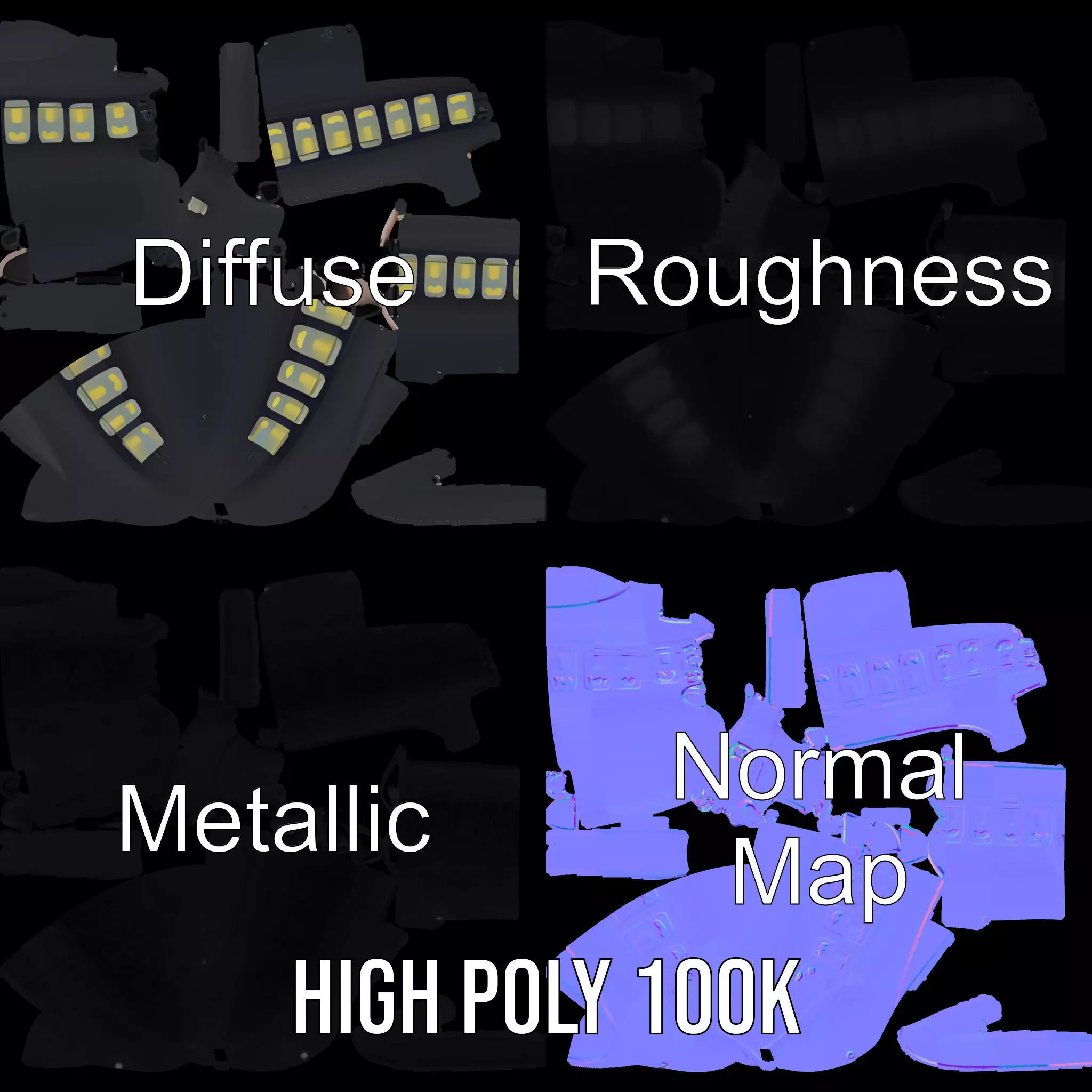 Black Submarine model pack Low-poly 3D model_3