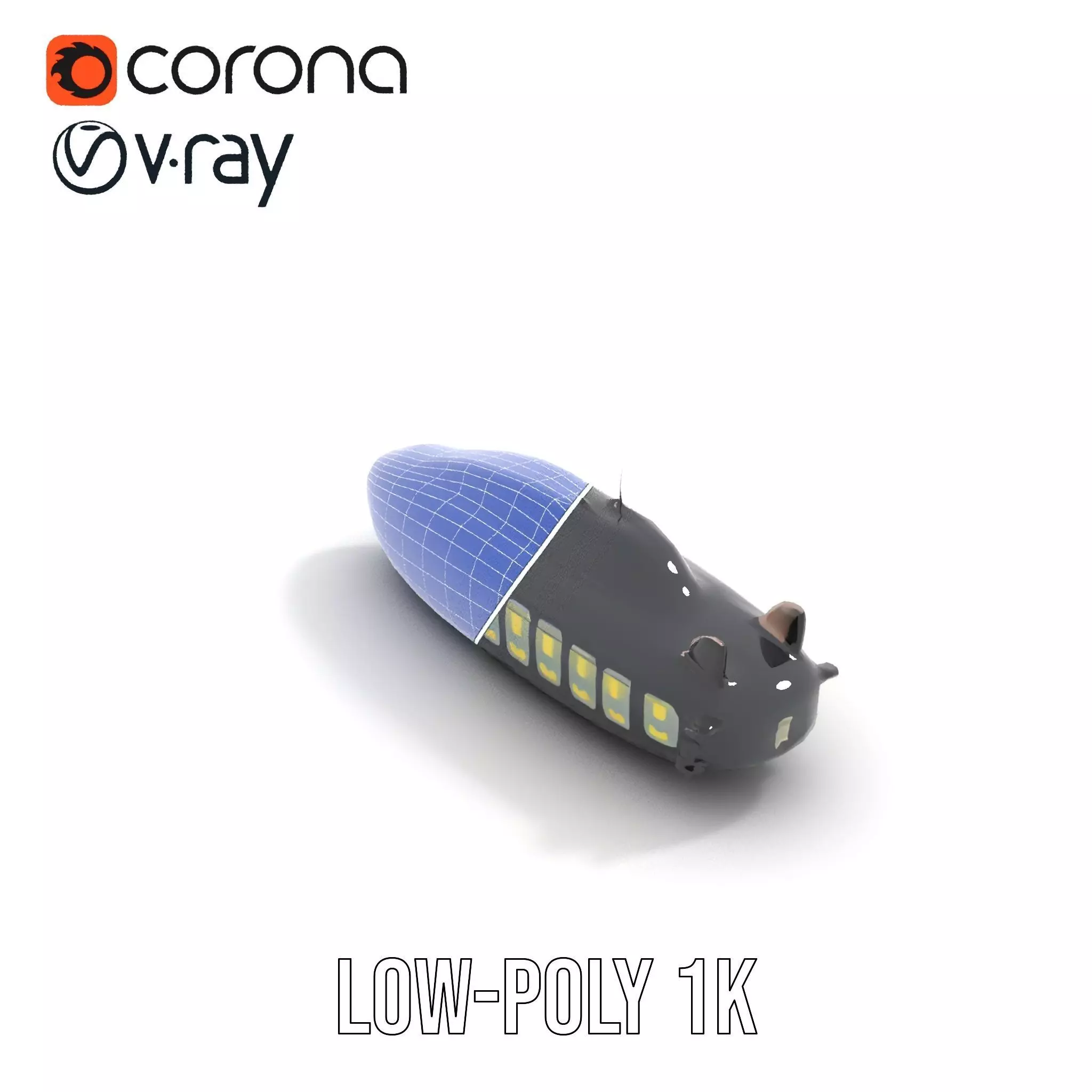 Black Submarine model pack Low-poly 3D model_16