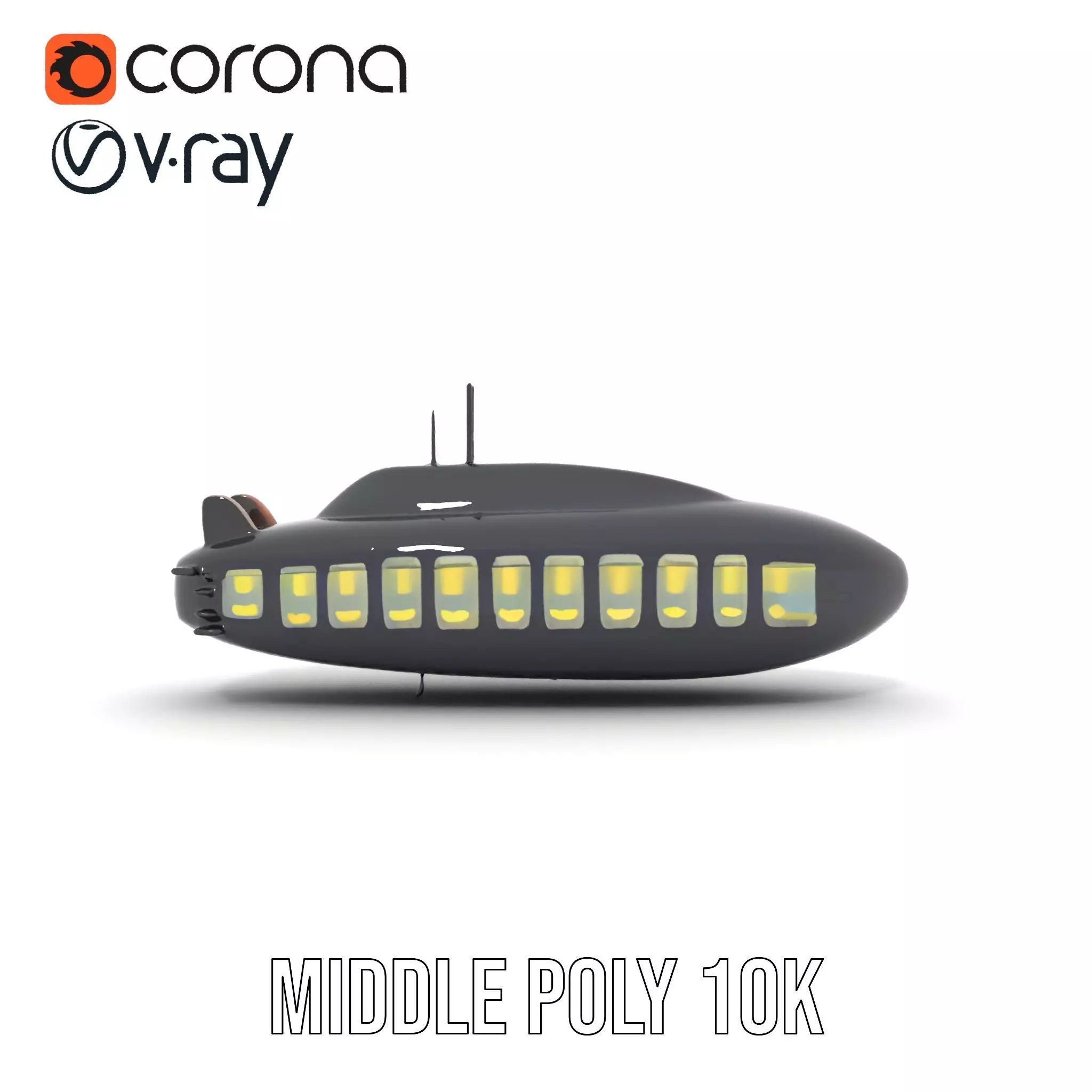Black Submarine model pack Low-poly 3D model_24
