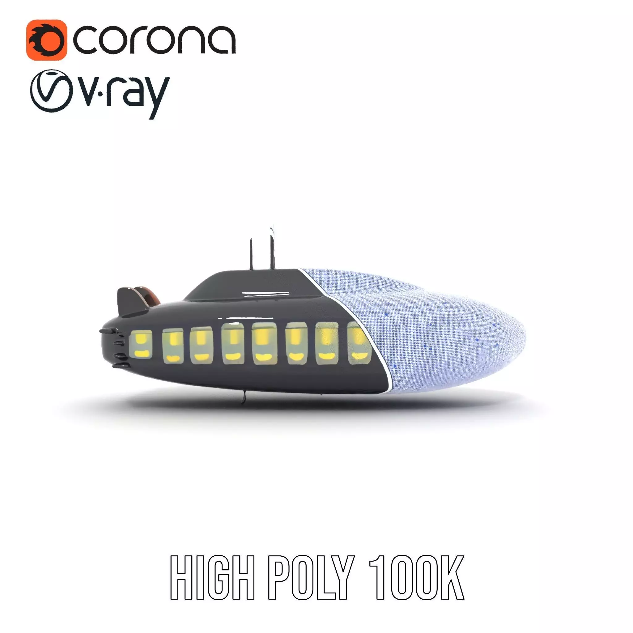 Black Submarine model pack Low-poly 3D model_32