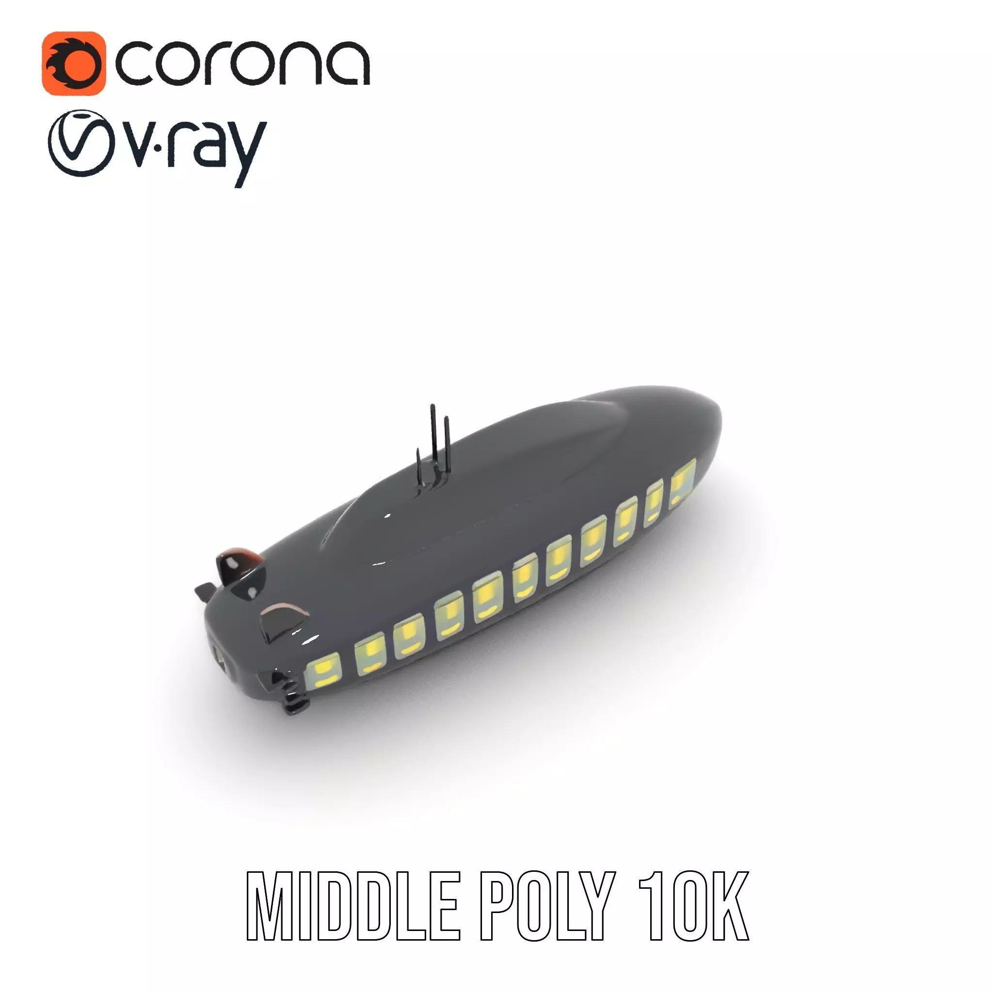 Black Submarine model pack Low-poly 3D model_18