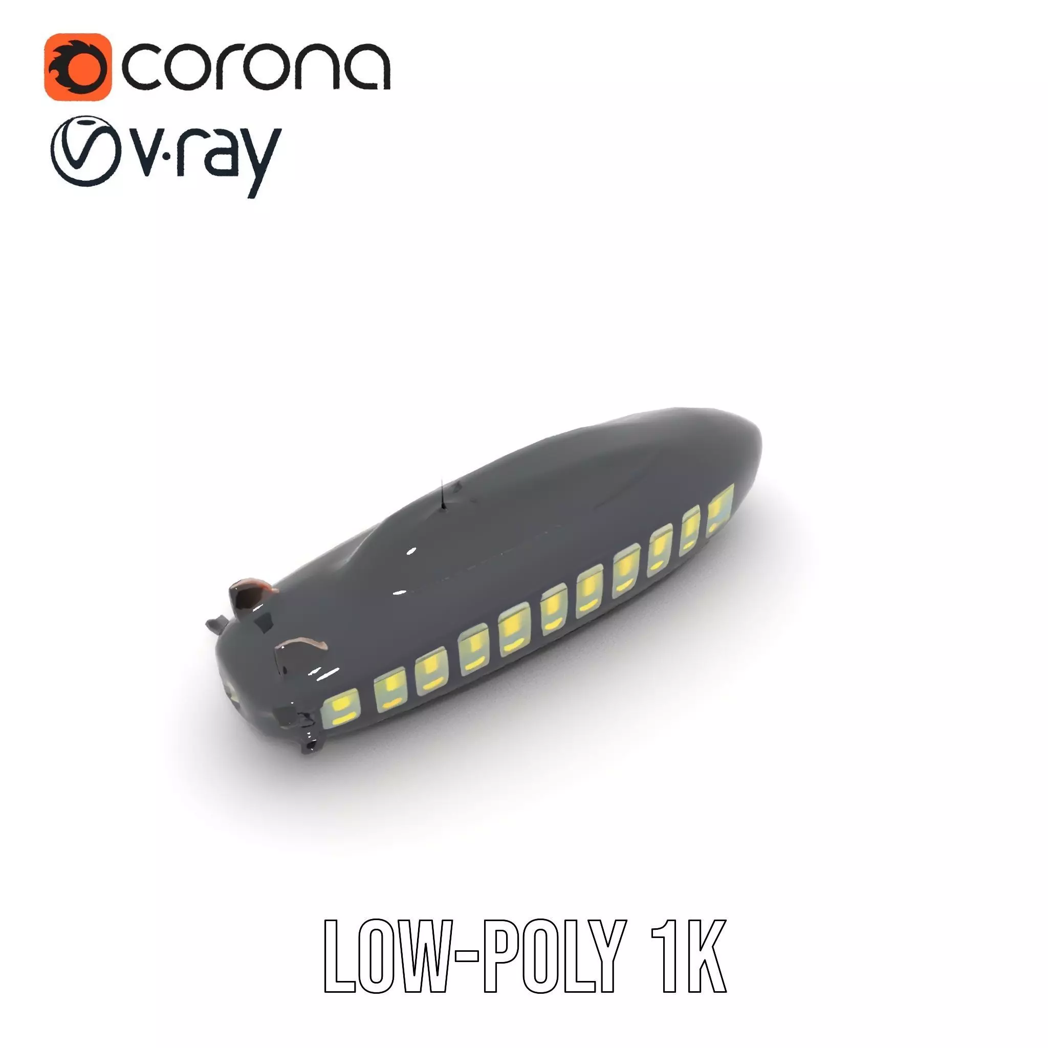 Black Submarine model pack Low-poly 3D model_22