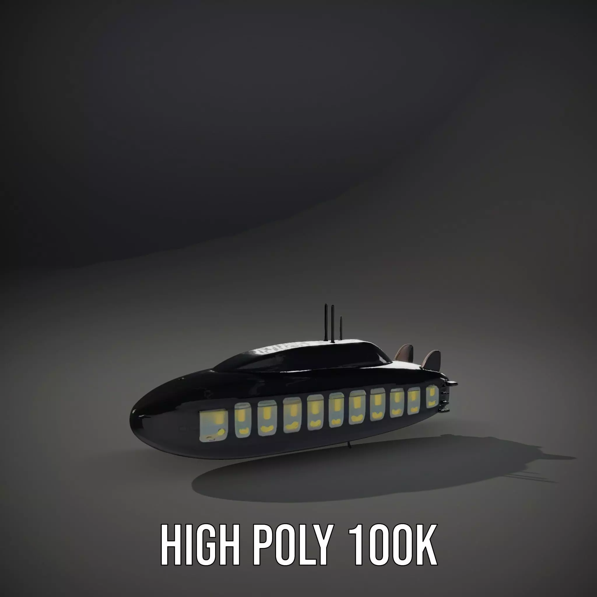Black Submarine model pack Low-poly 3D model_10