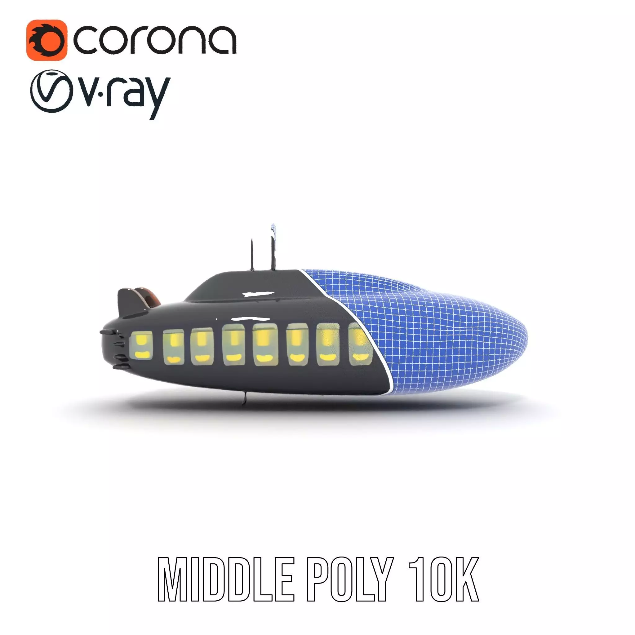 Black Submarine model pack Low-poly 3D model_30