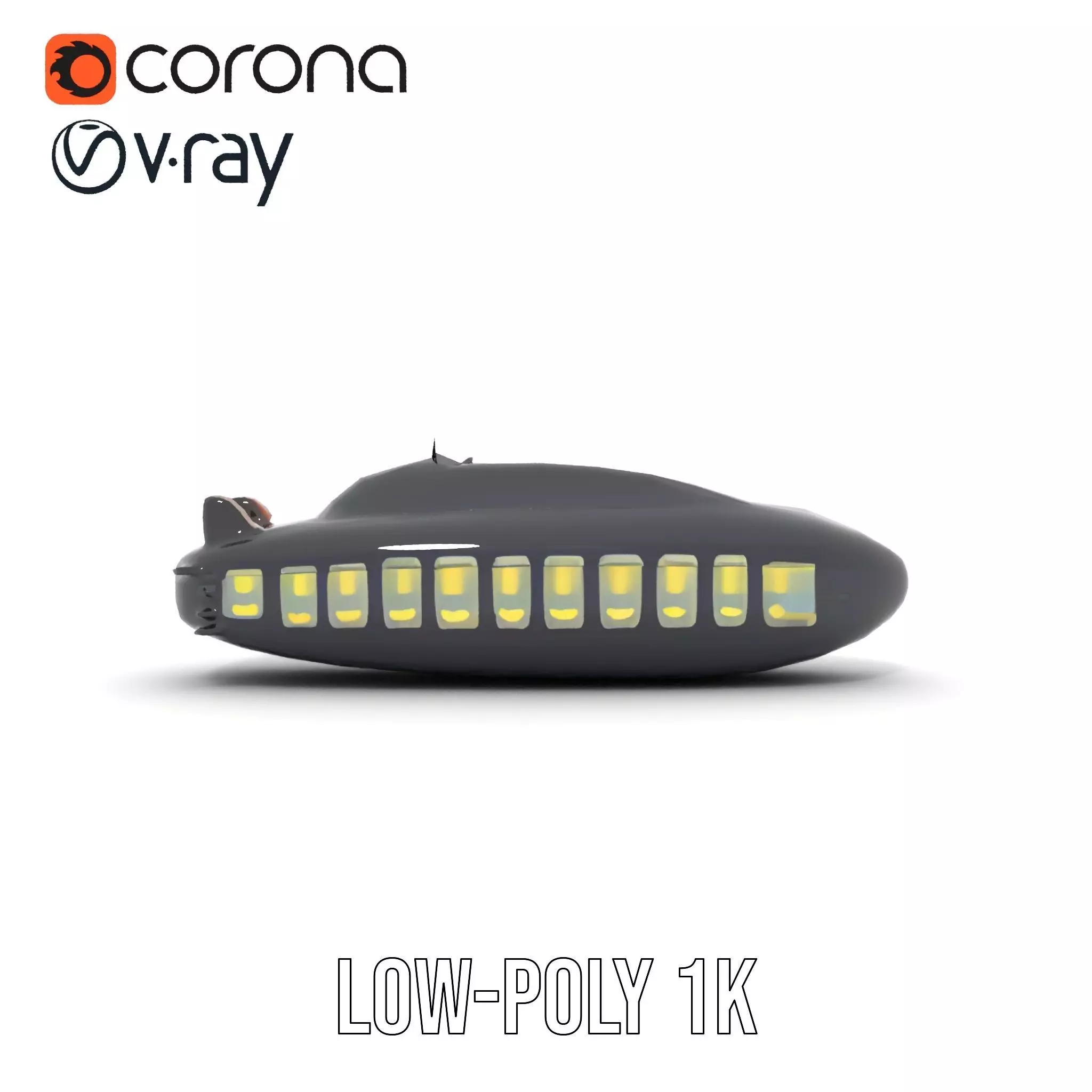 Black Submarine model pack Low-poly 3D model_19