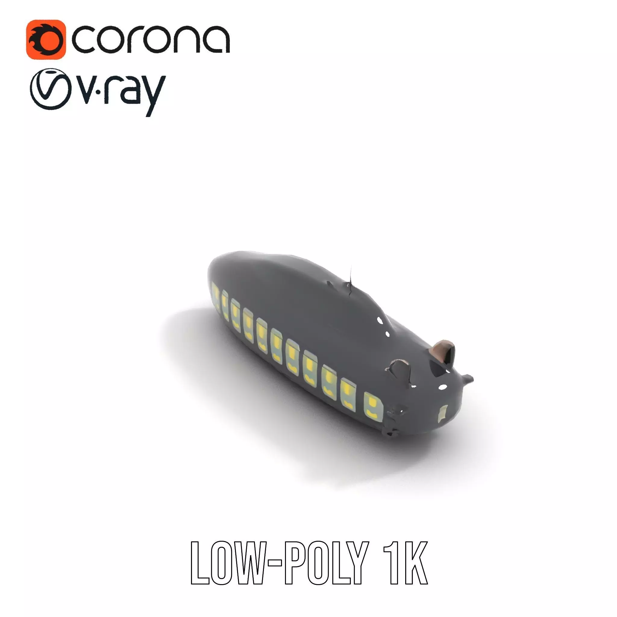 Black Submarine model pack Low-poly 3D model_12