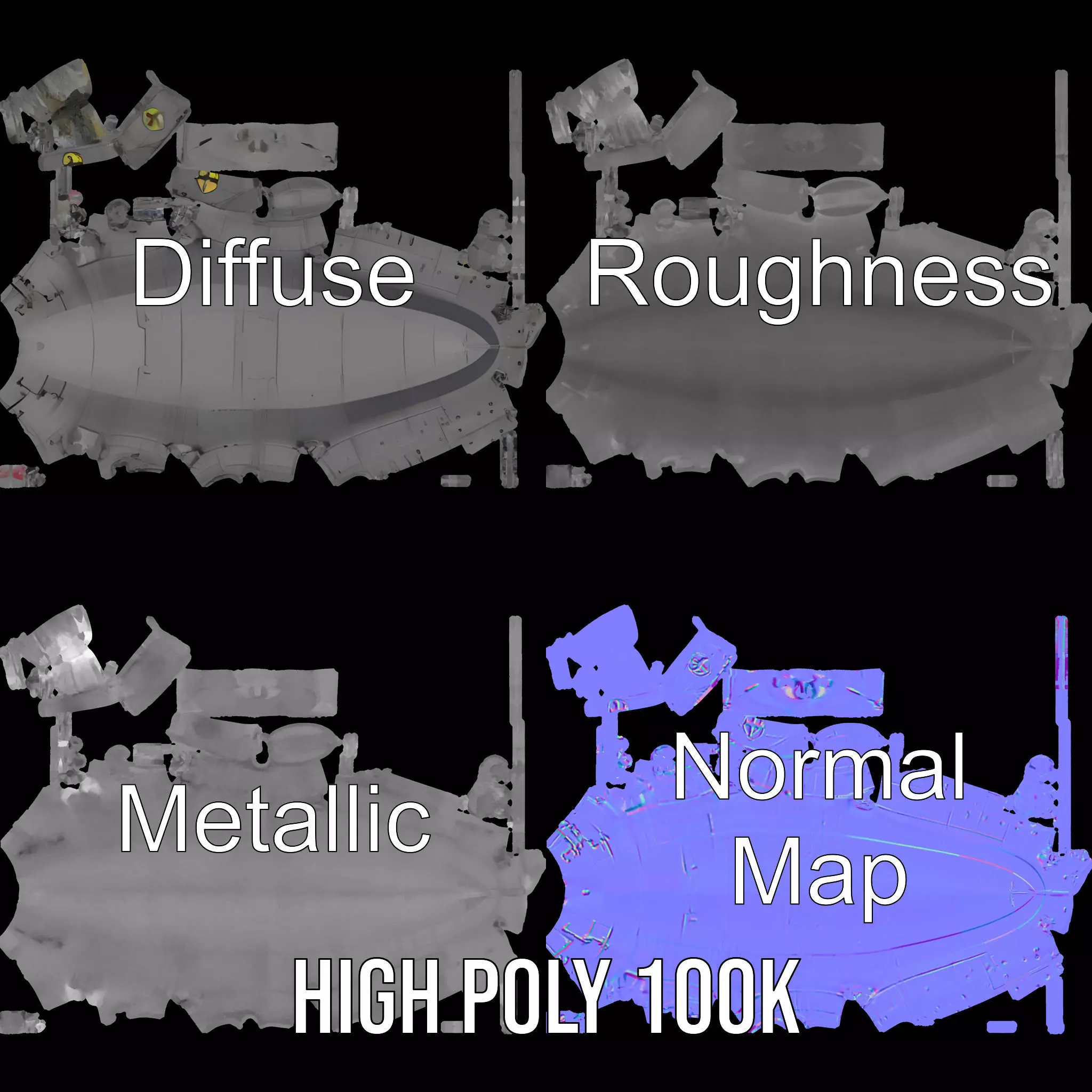 Navy Submarine Gray model pack Low-poly 3D model_3