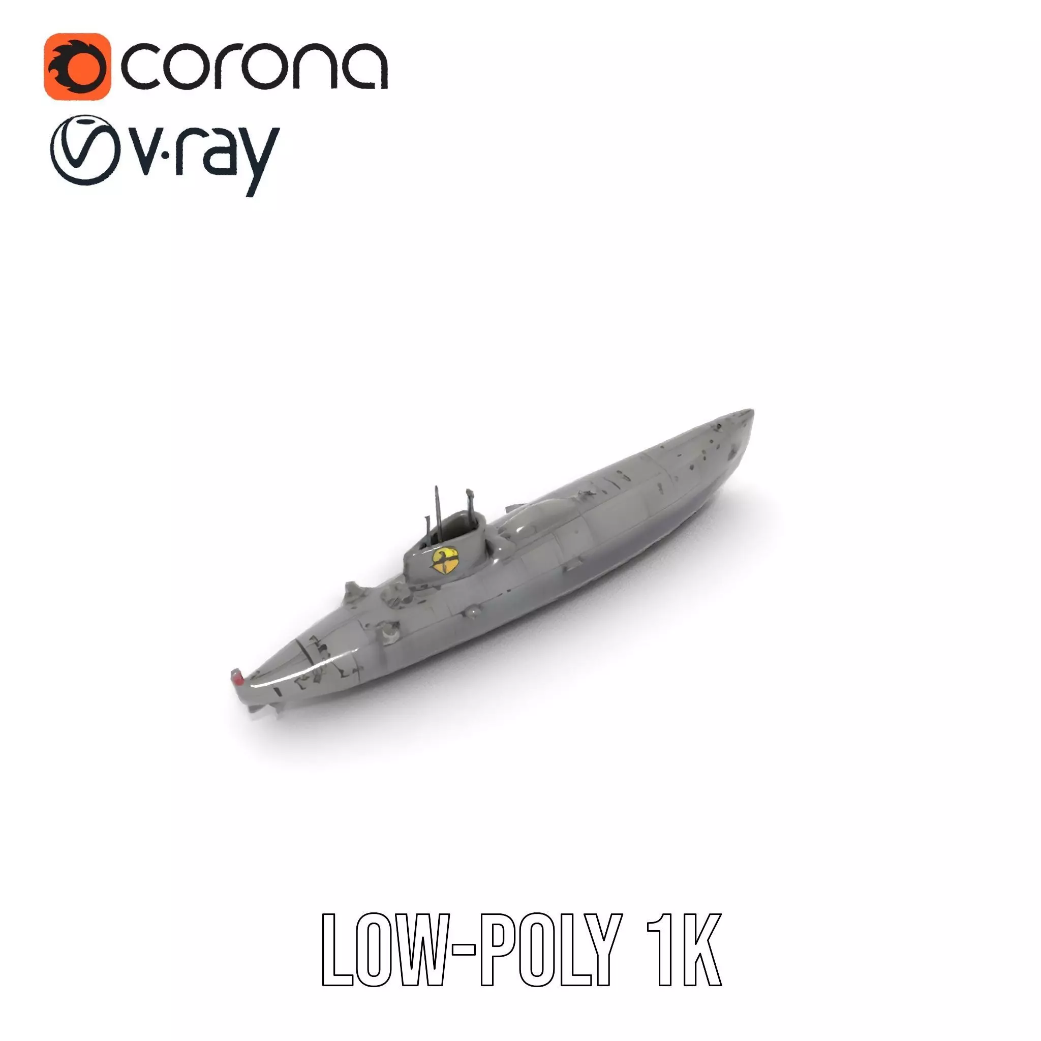 Navy Submarine Gray model pack Low-poly 3D model_7