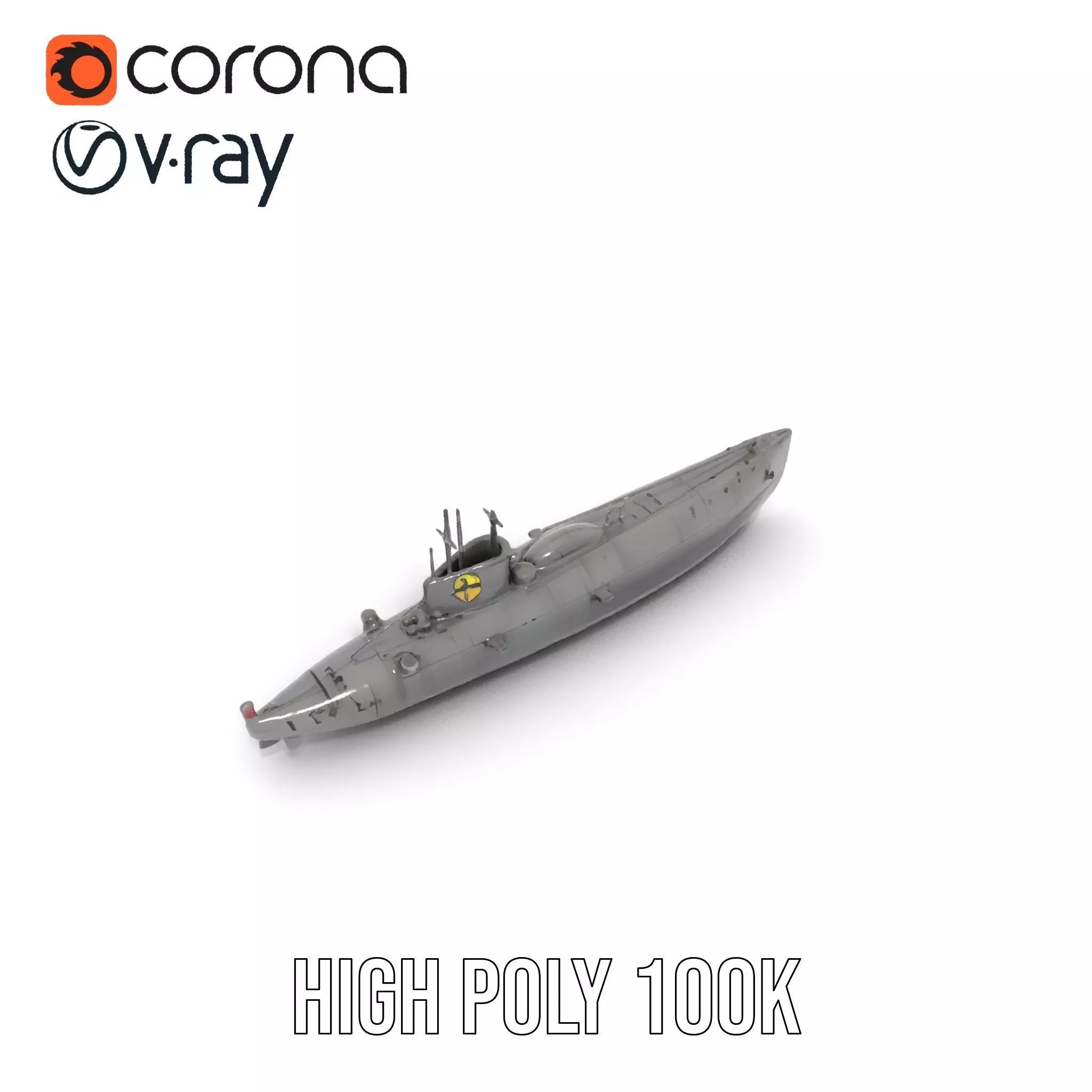 Navy Submarine Gray model pack Low-poly 3D model_15