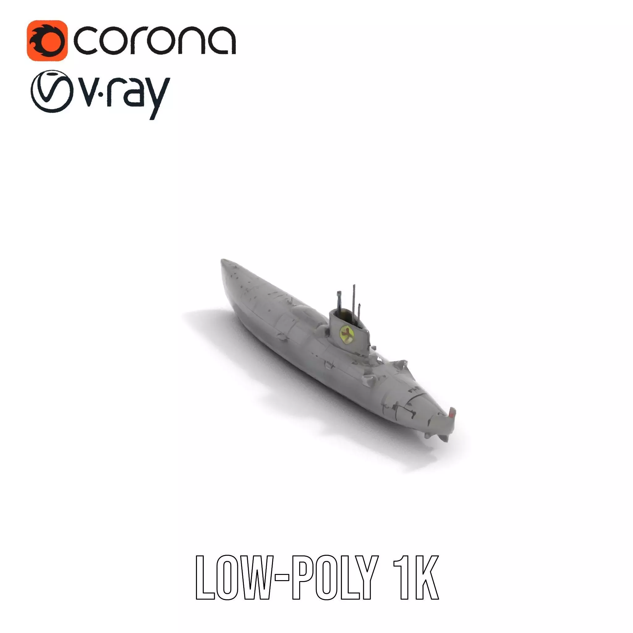 Navy Submarine Gray model pack Low-poly 3D model_14