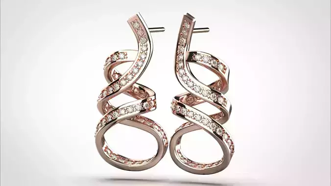 Ribbon Earring stl obj 3D print model ER011 3D print model