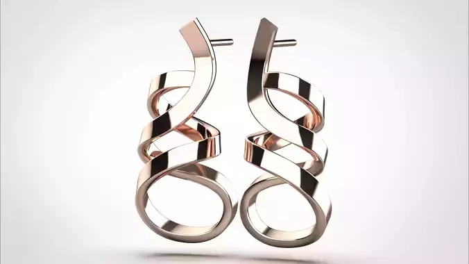 Ribbon Earring stl obj 3D print model ER012 3D print model