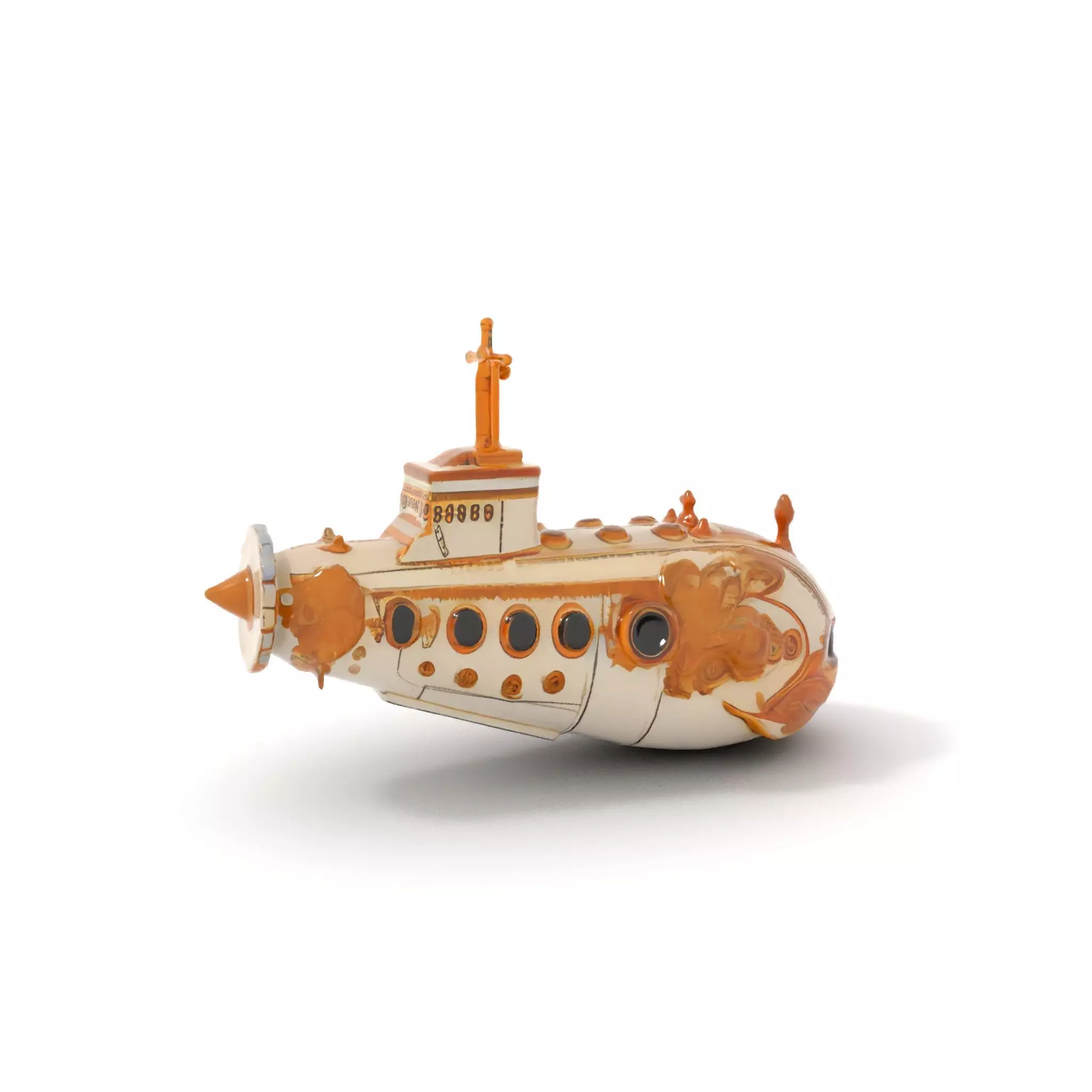 Ornate Gold Submarine model pack Low-poly 3D model_6