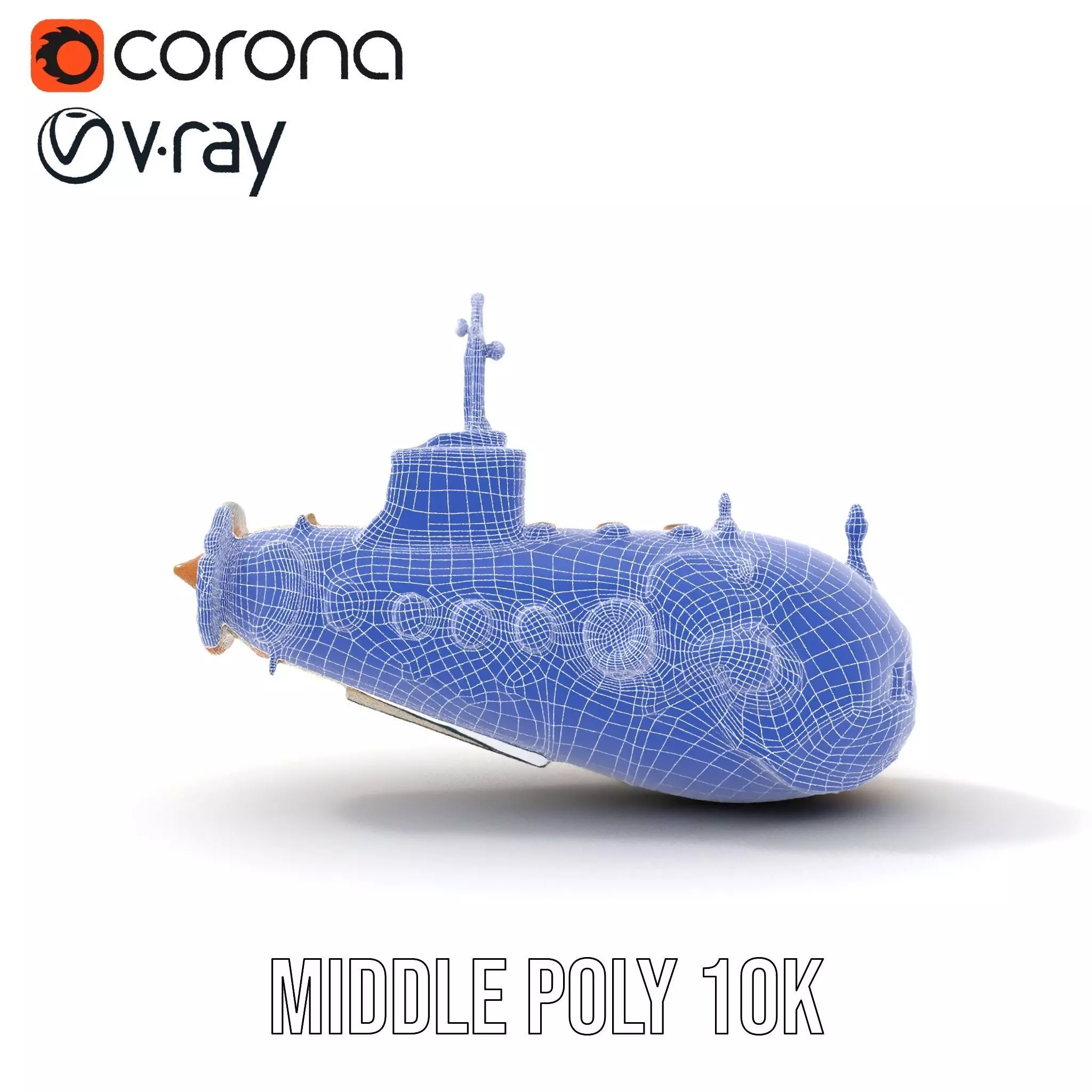 Ornate Gold Submarine model pack Low-poly 3D model_27