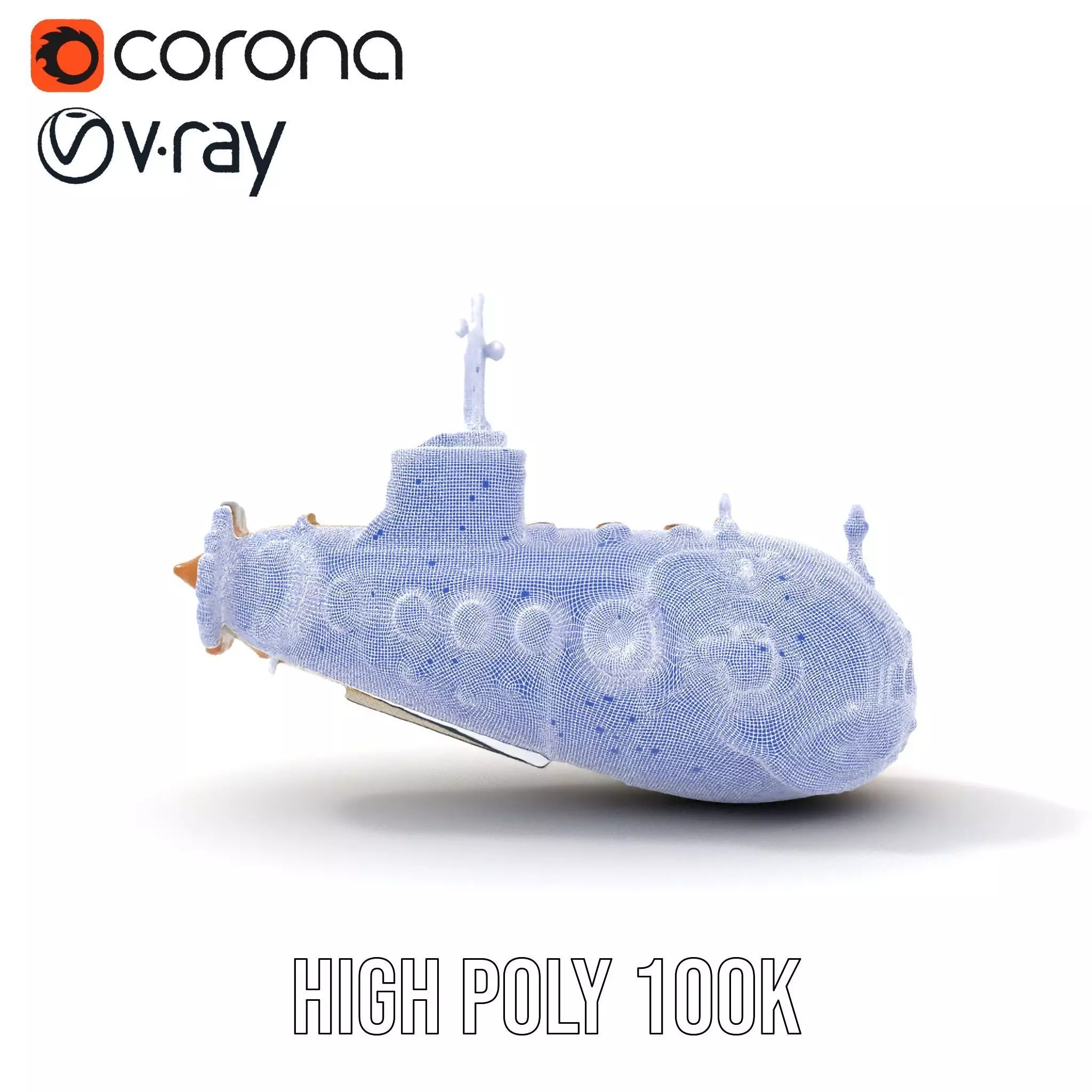 Ornate Gold Submarine model pack Low-poly 3D model_26