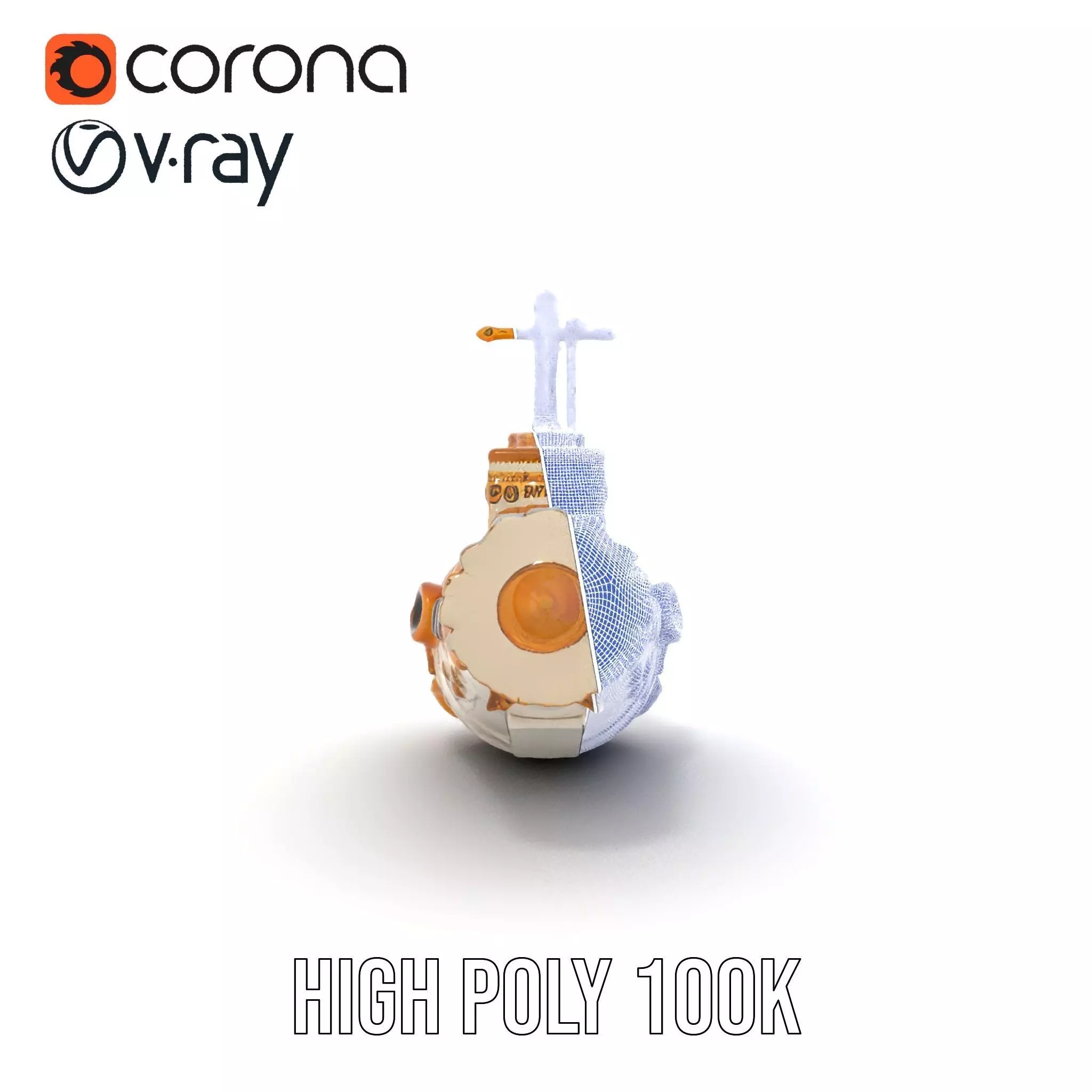 Ornate Gold Submarine model pack Low-poly 3D model_20