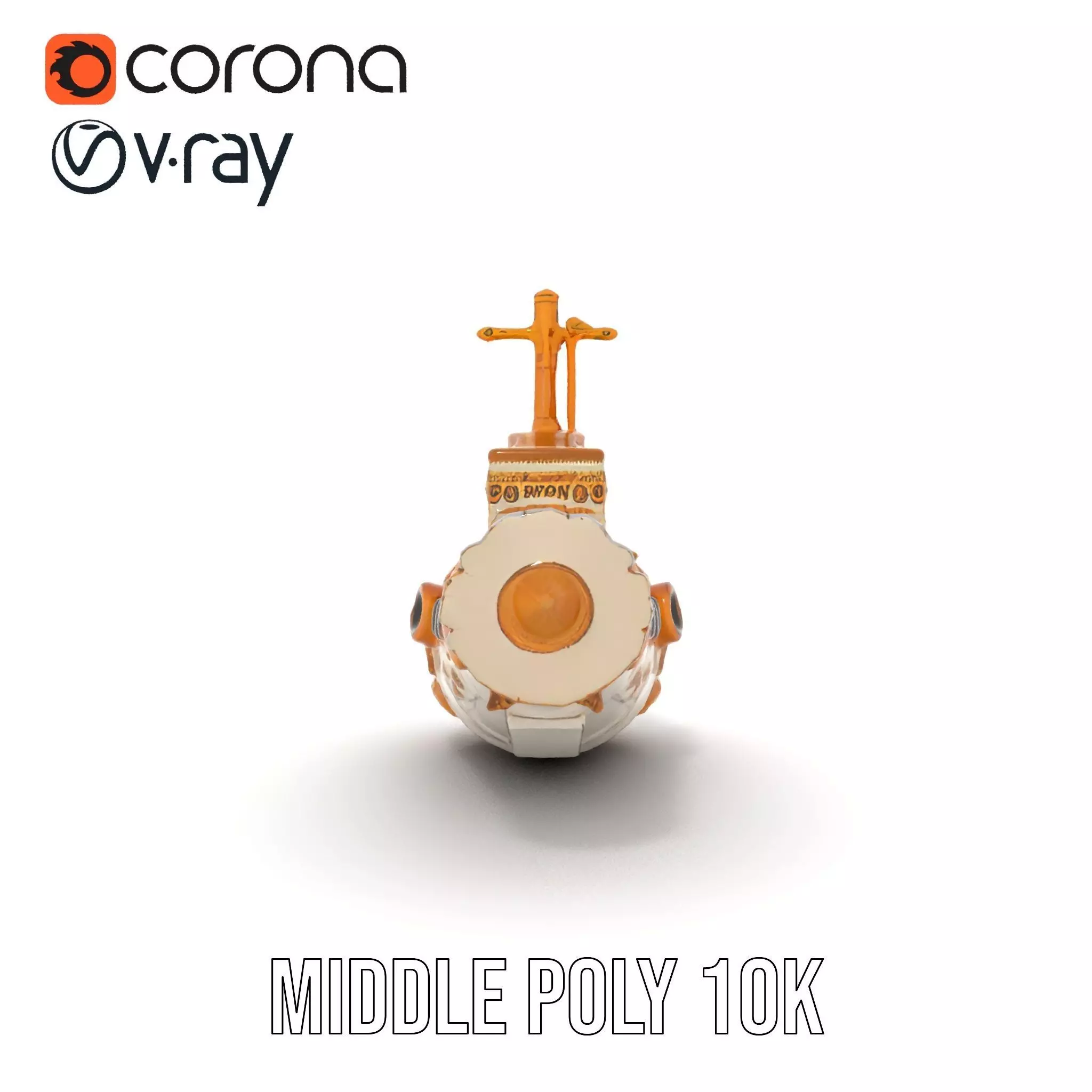 Ornate Gold Submarine model pack Low-poly 3D model_24