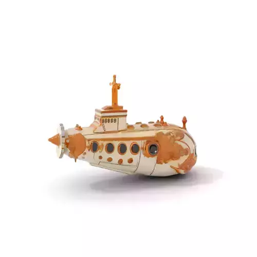 Ornate Gold Submarine model pack Low-poly 3D model