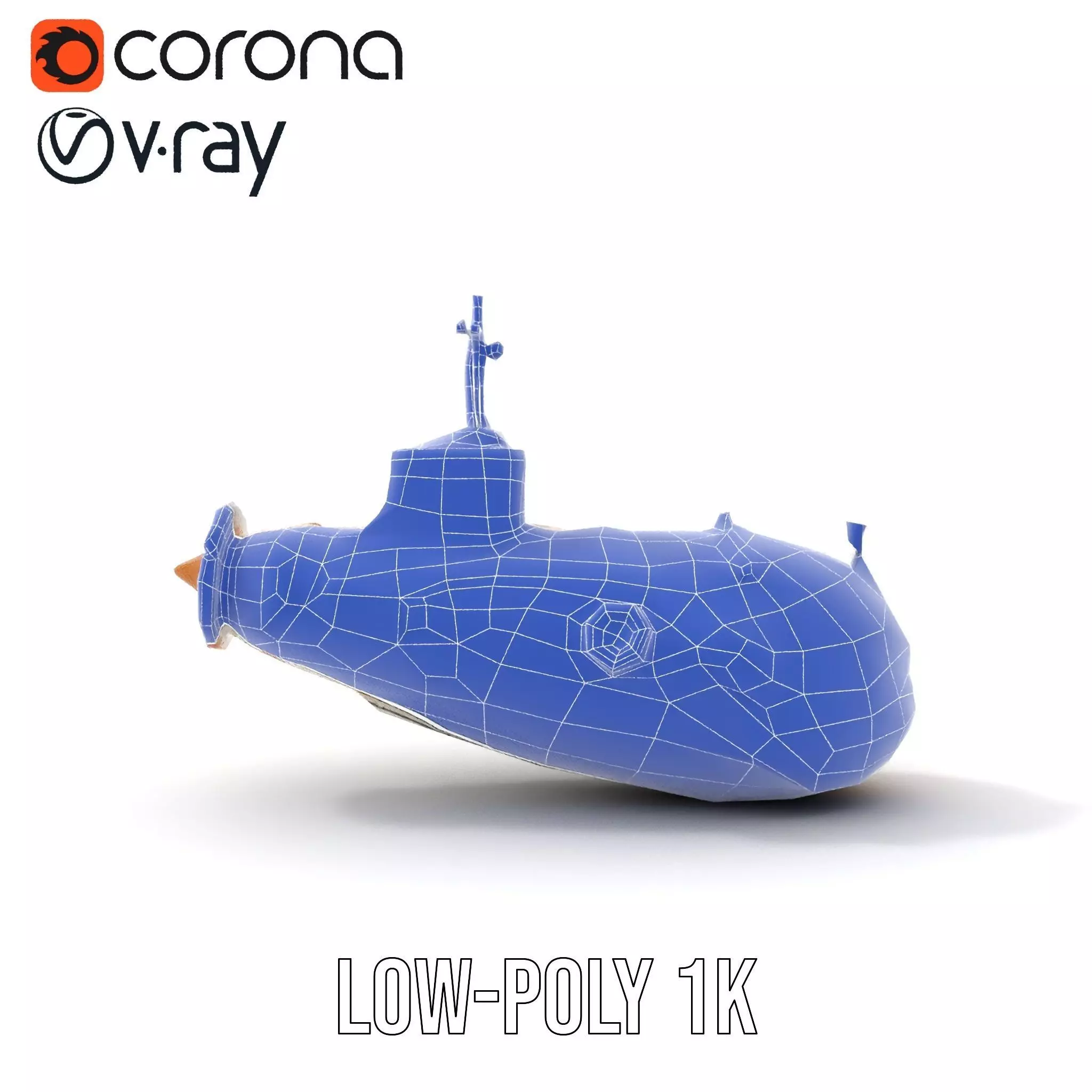 Ornate Gold Submarine model pack Low-poly 3D model_19