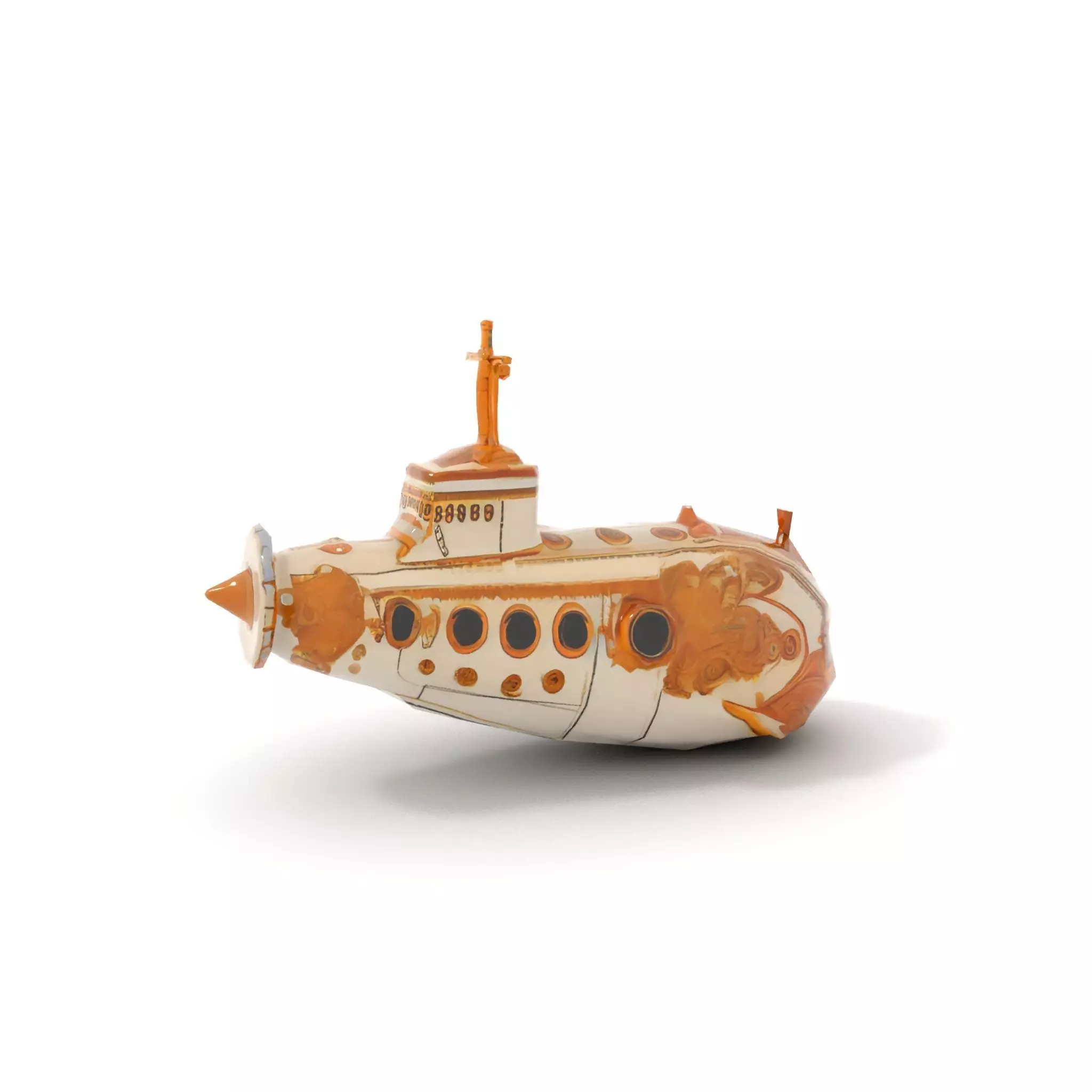 Ornate Gold Submarine model pack Low-poly 3D model_7