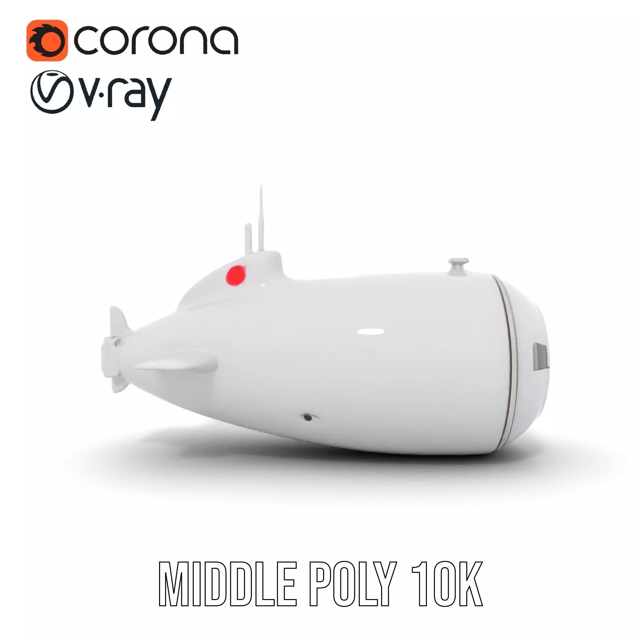 Sleek Silver Submarine model pack Low-poly 3D model_13