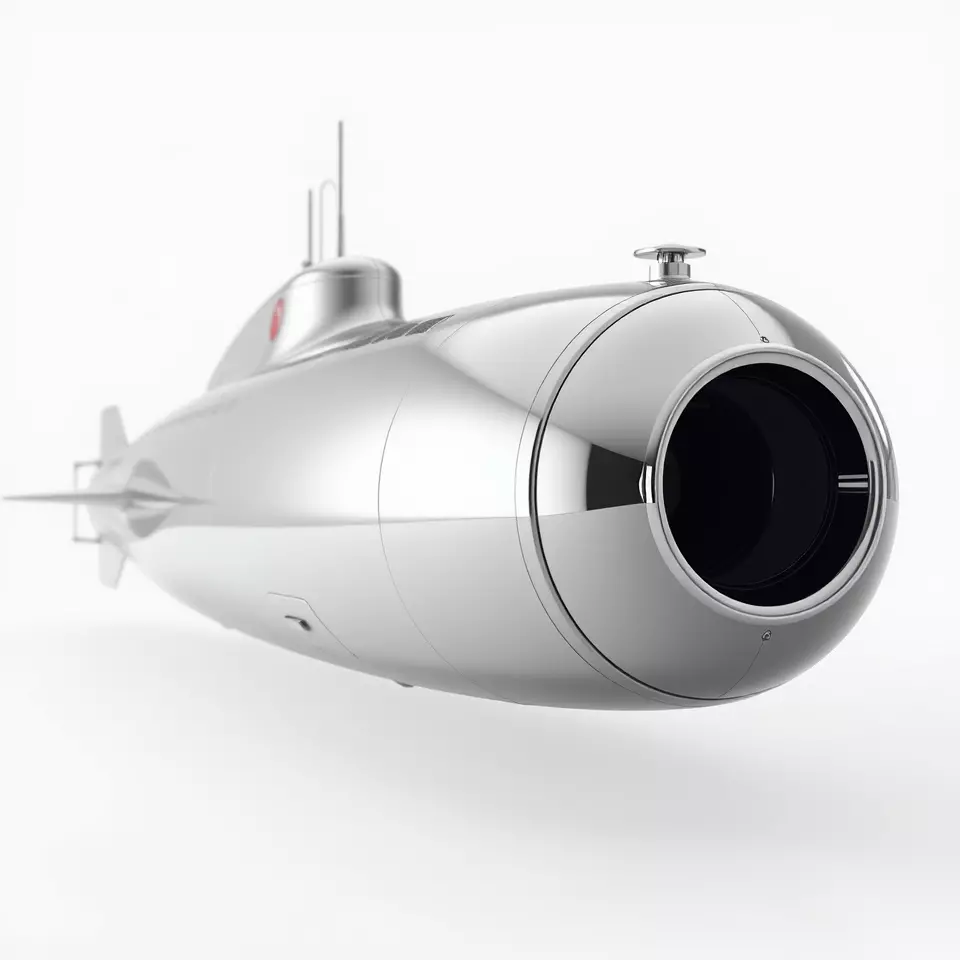 Sleek Silver Submarine model pack Low-poly 3D model_2