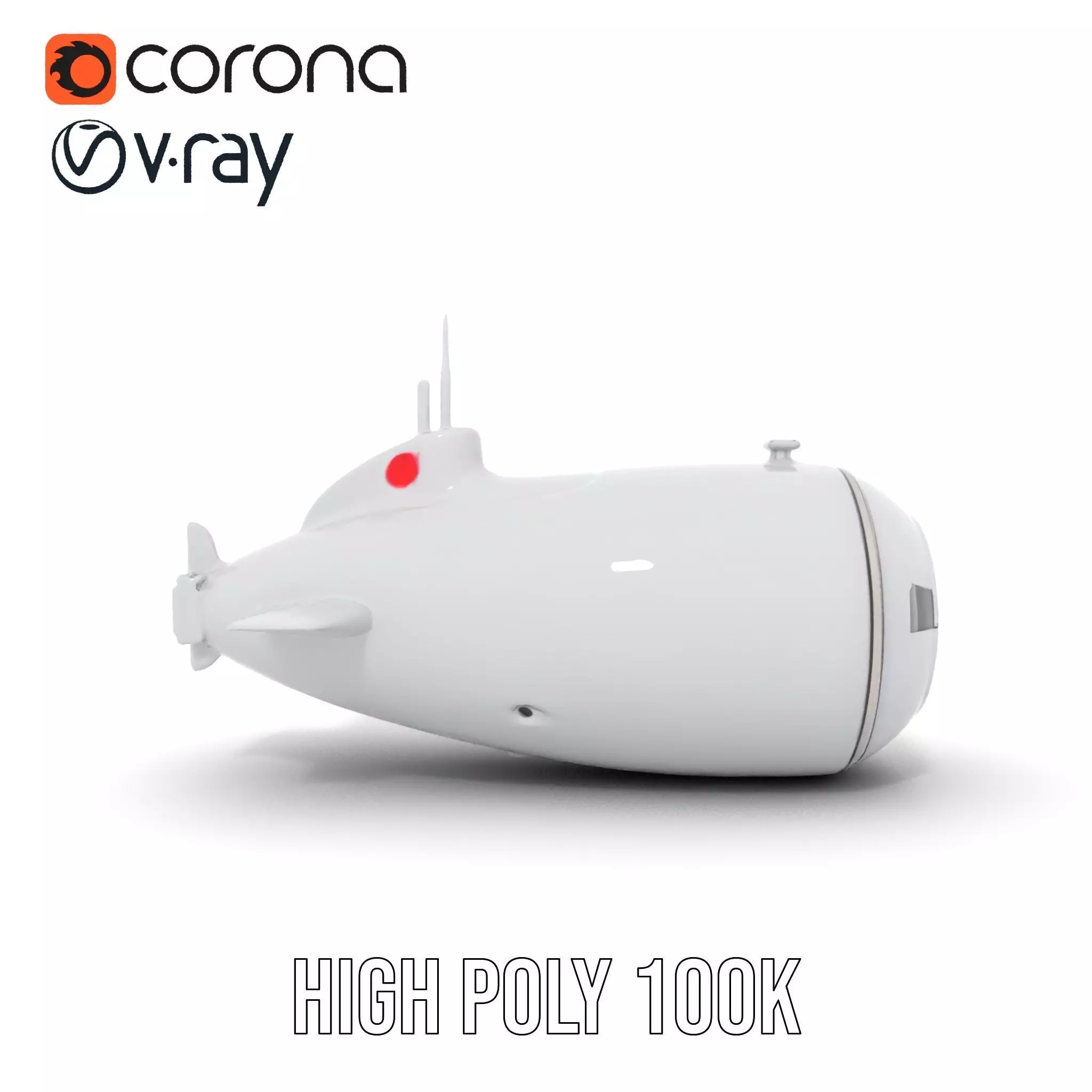 Sleek Silver Submarine model pack Low-poly 3D model_33