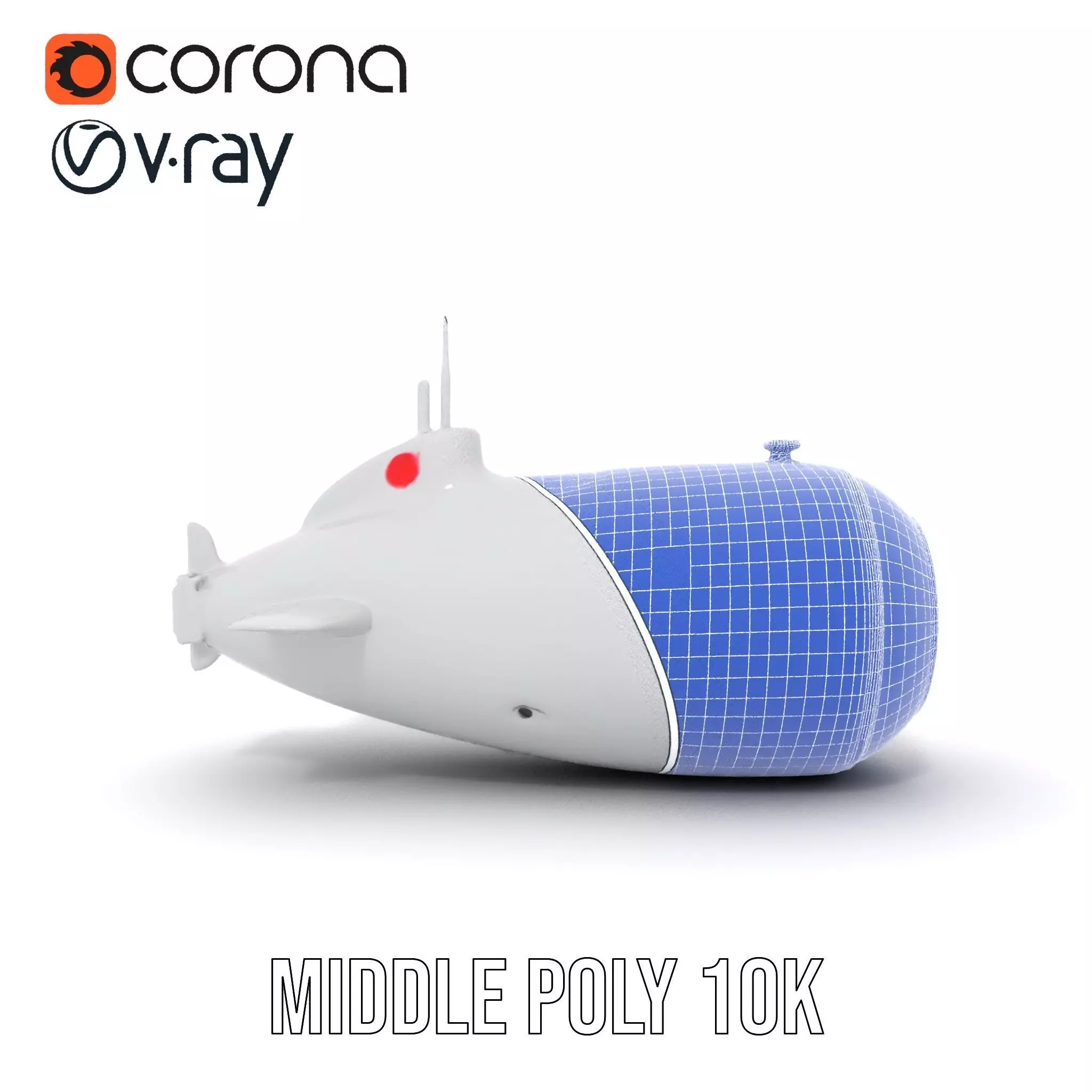 Sleek Silver Submarine model pack Low-poly 3D model_30