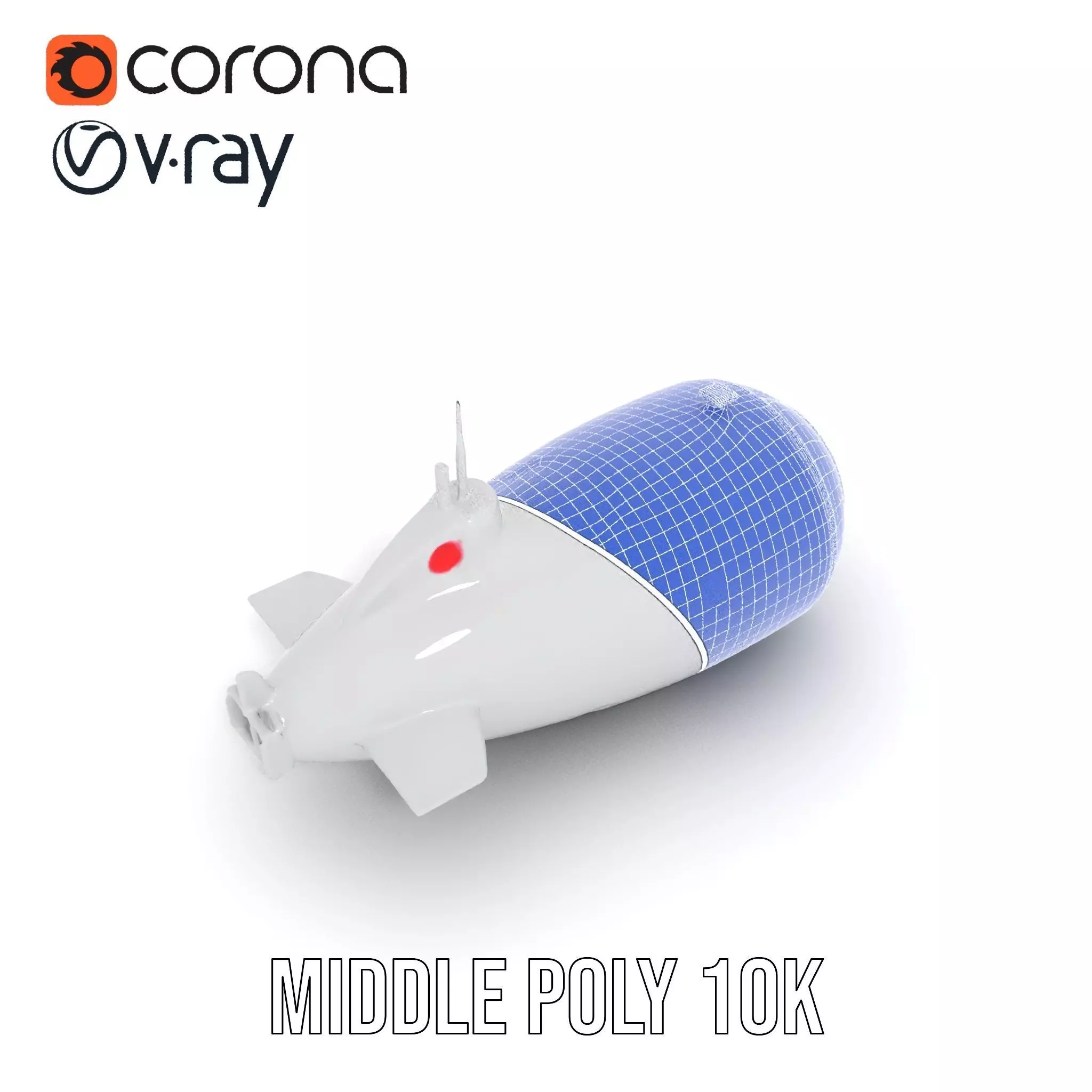 Sleek Silver Submarine model pack Low-poly 3D model_5