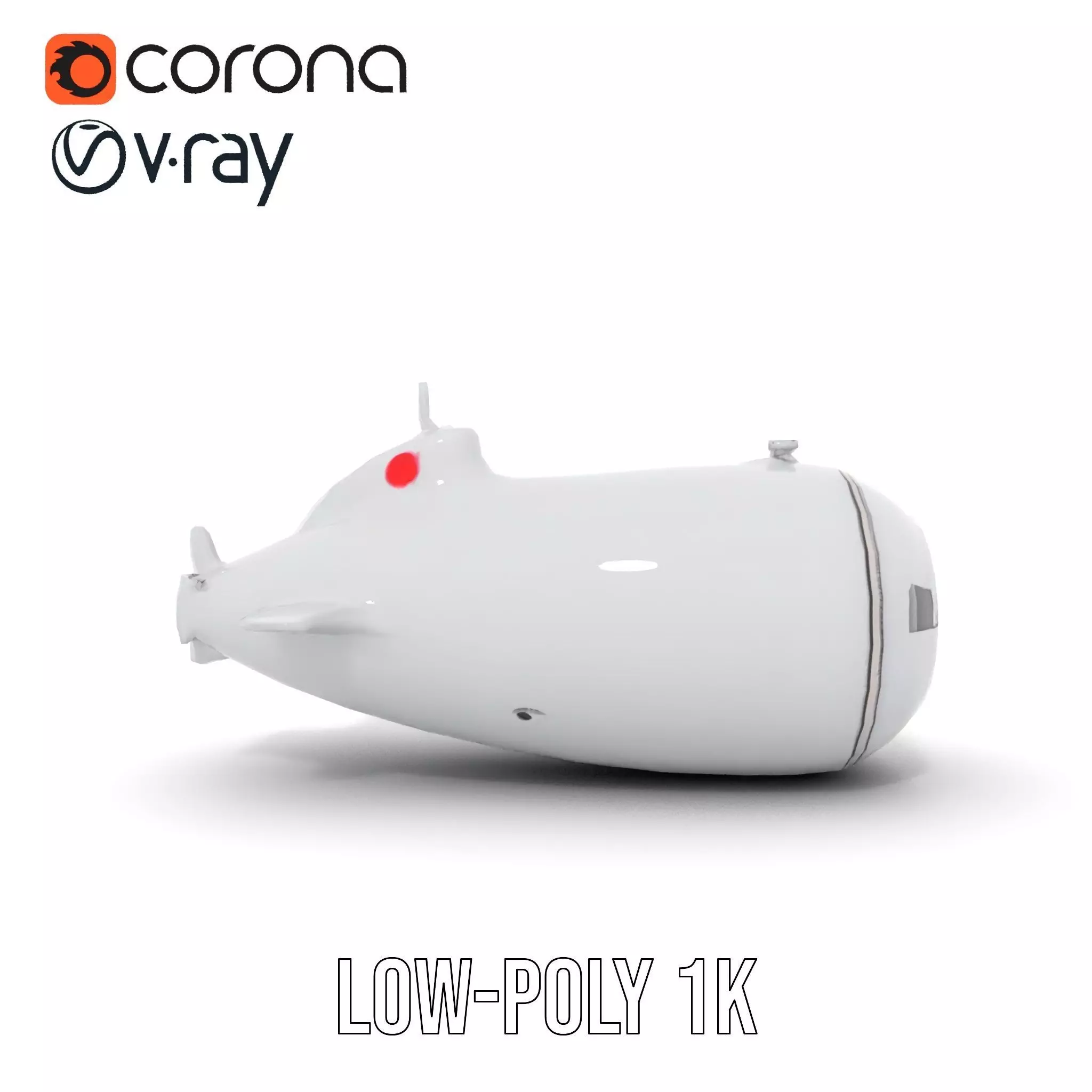 Sleek Silver Submarine model pack Low-poly 3D model_19