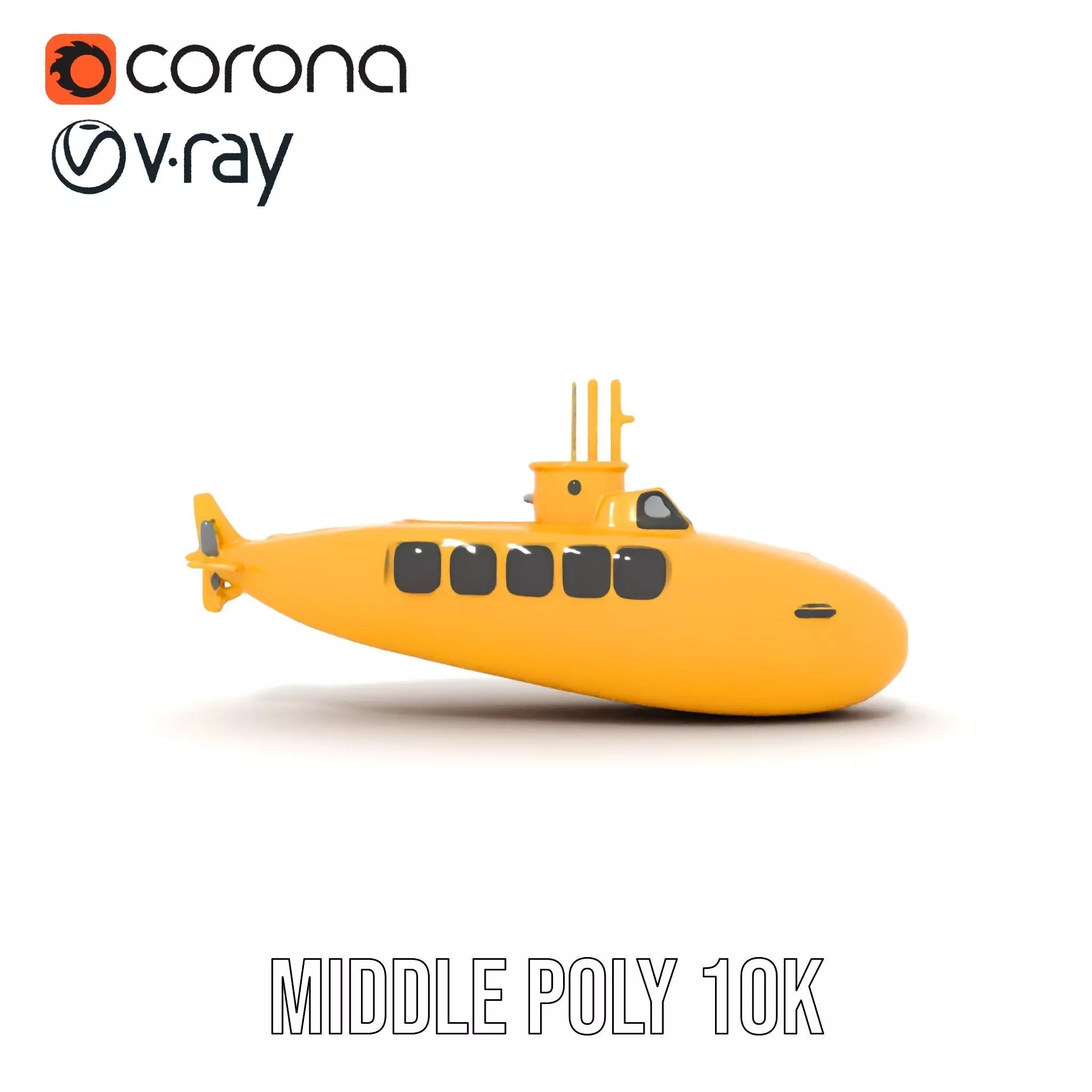 Vibrant Yellow Submarine model pack Low-poly 3D model_21