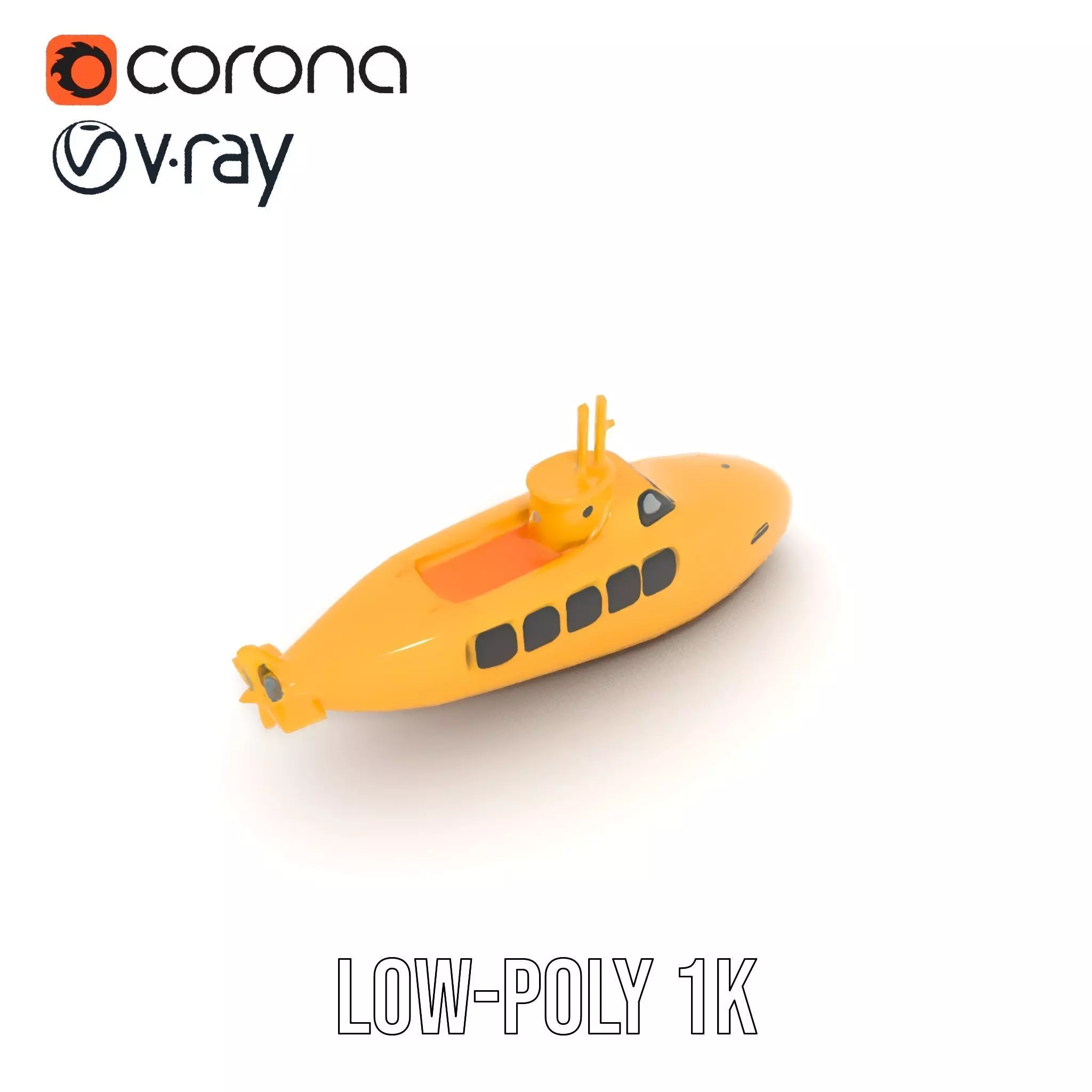 Vibrant Yellow Submarine model pack Low-poly 3D model_9