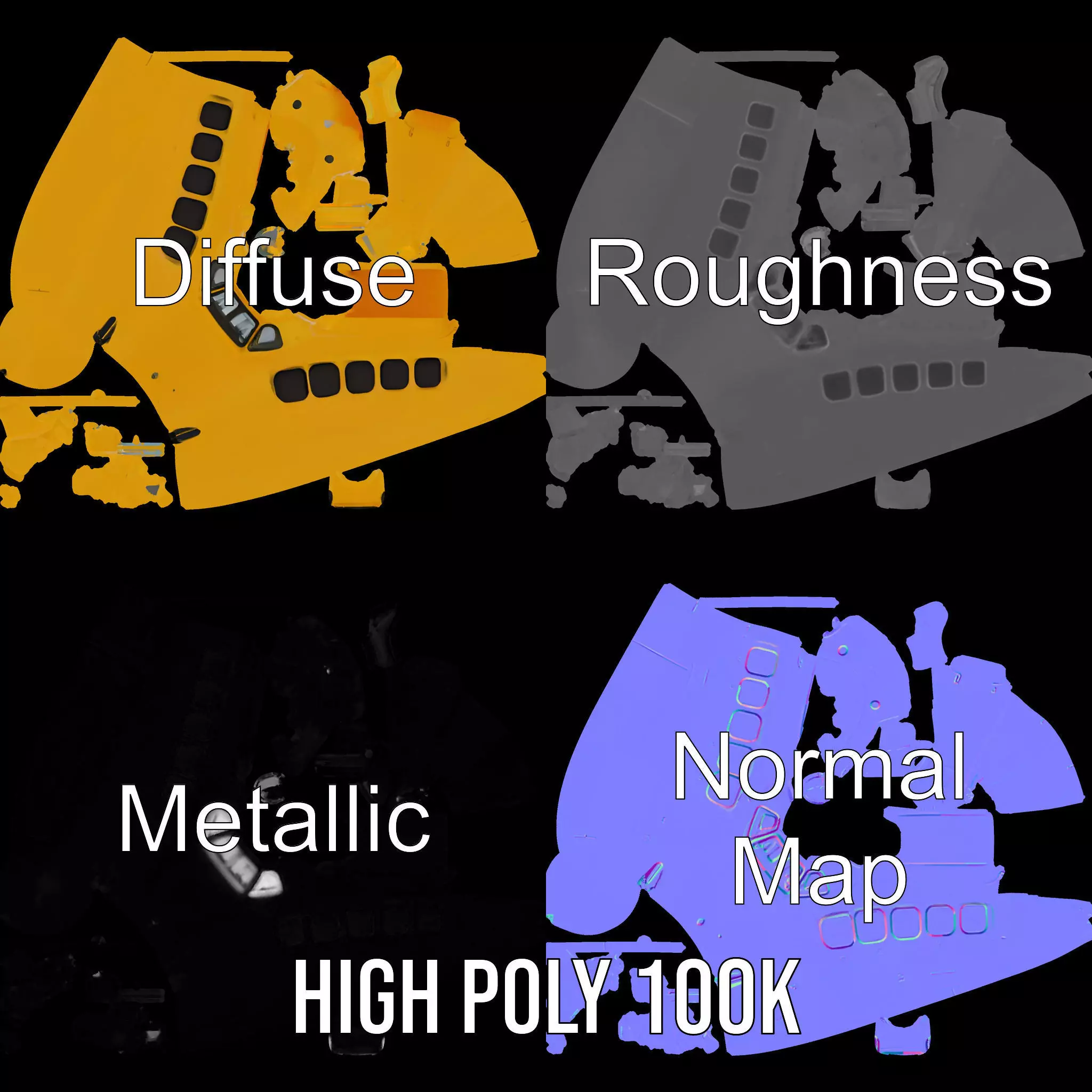 Vibrant Yellow Submarine model pack Low-poly 3D model_3