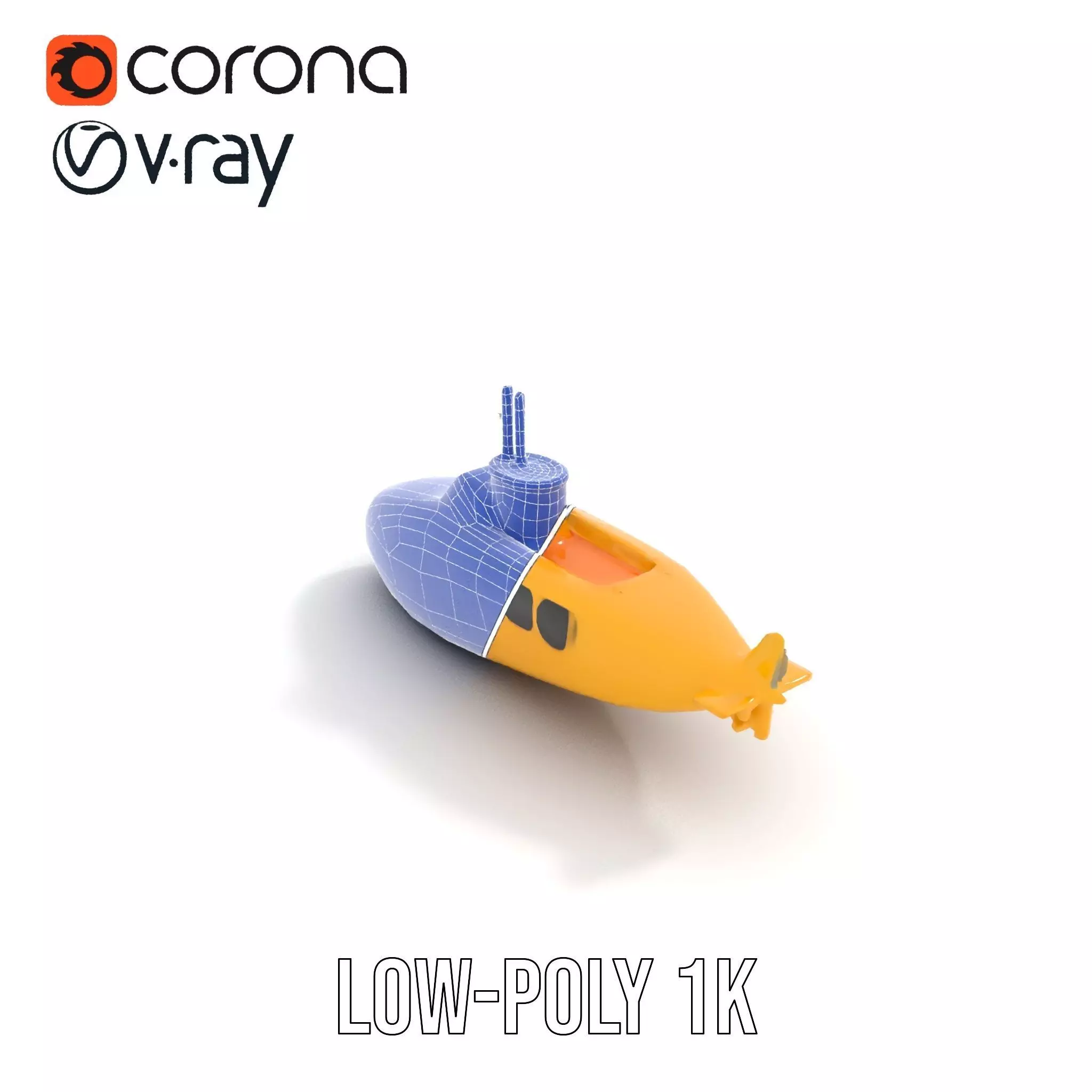Vibrant Yellow Submarine model pack Low-poly 3D model_7