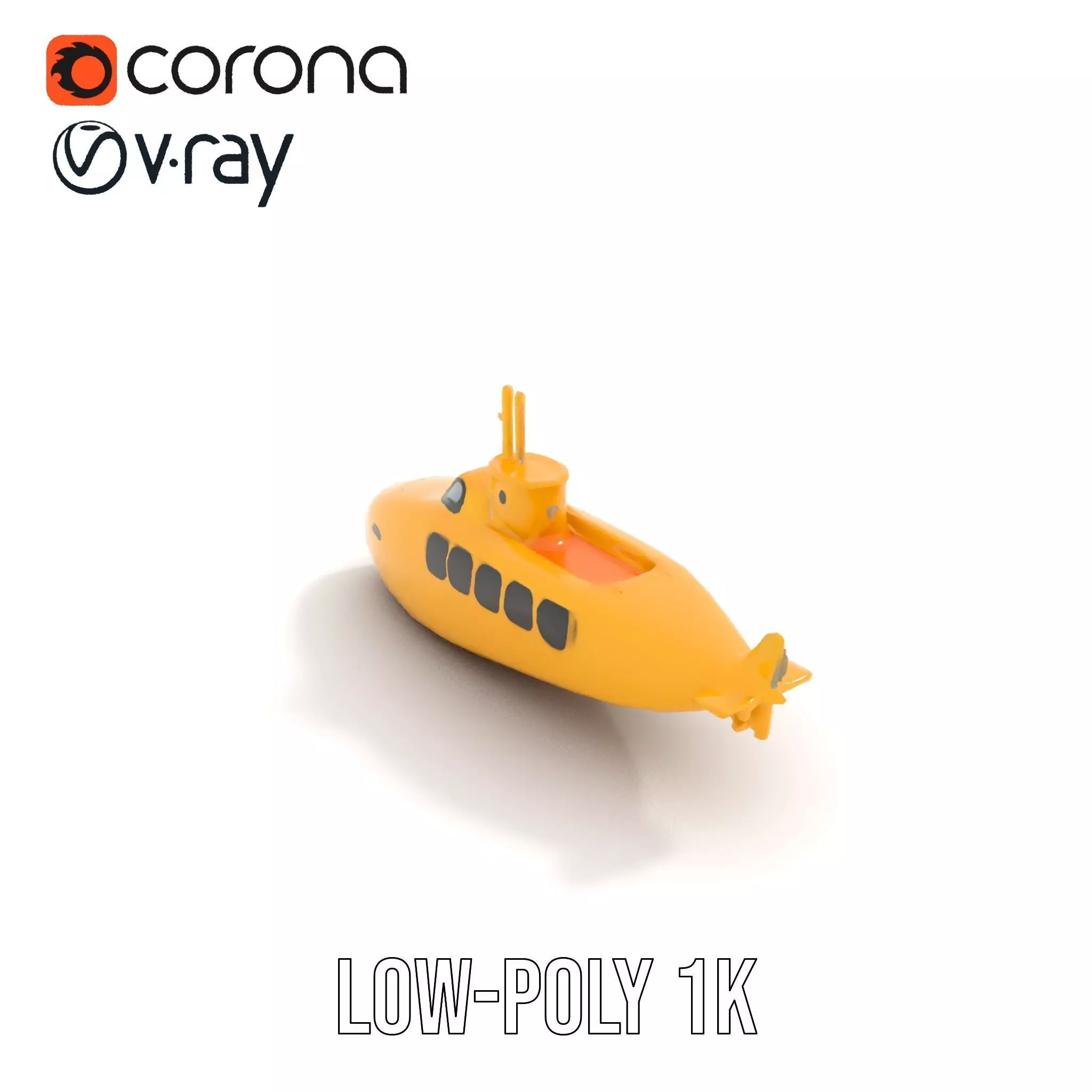 Vibrant Yellow Submarine model pack Low-poly 3D model_25