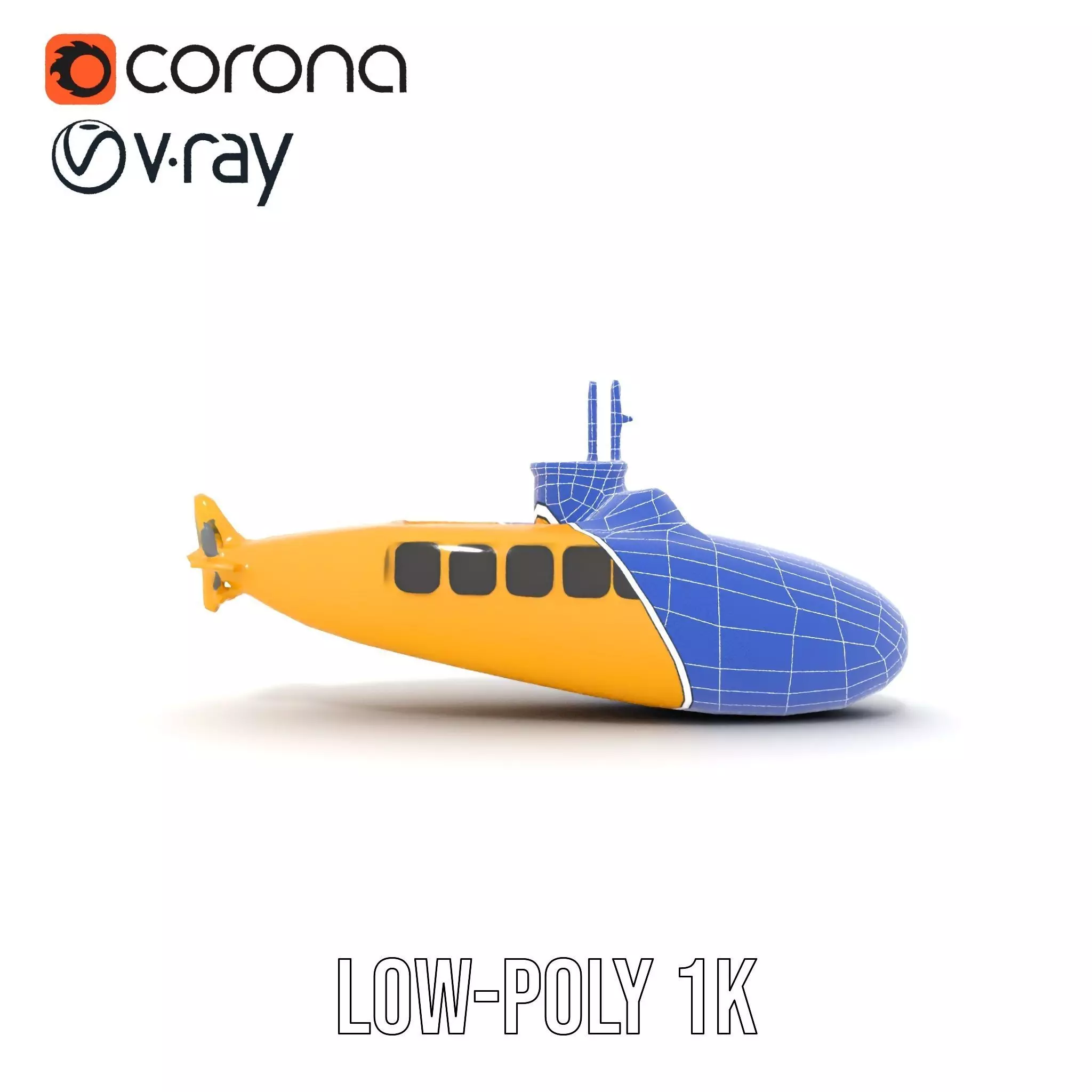 Vibrant Yellow Submarine model pack Low-poly 3D model_30