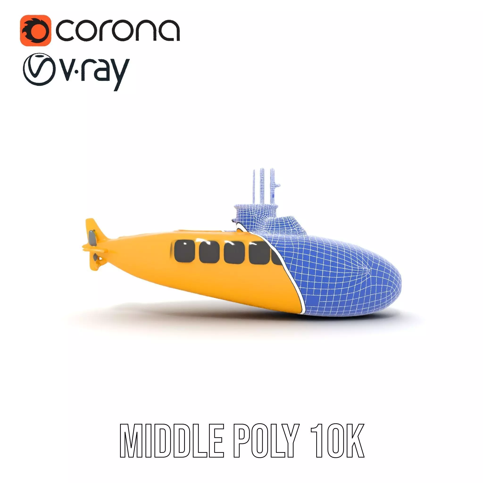 Vibrant Yellow Submarine model pack Low-poly 3D model_24