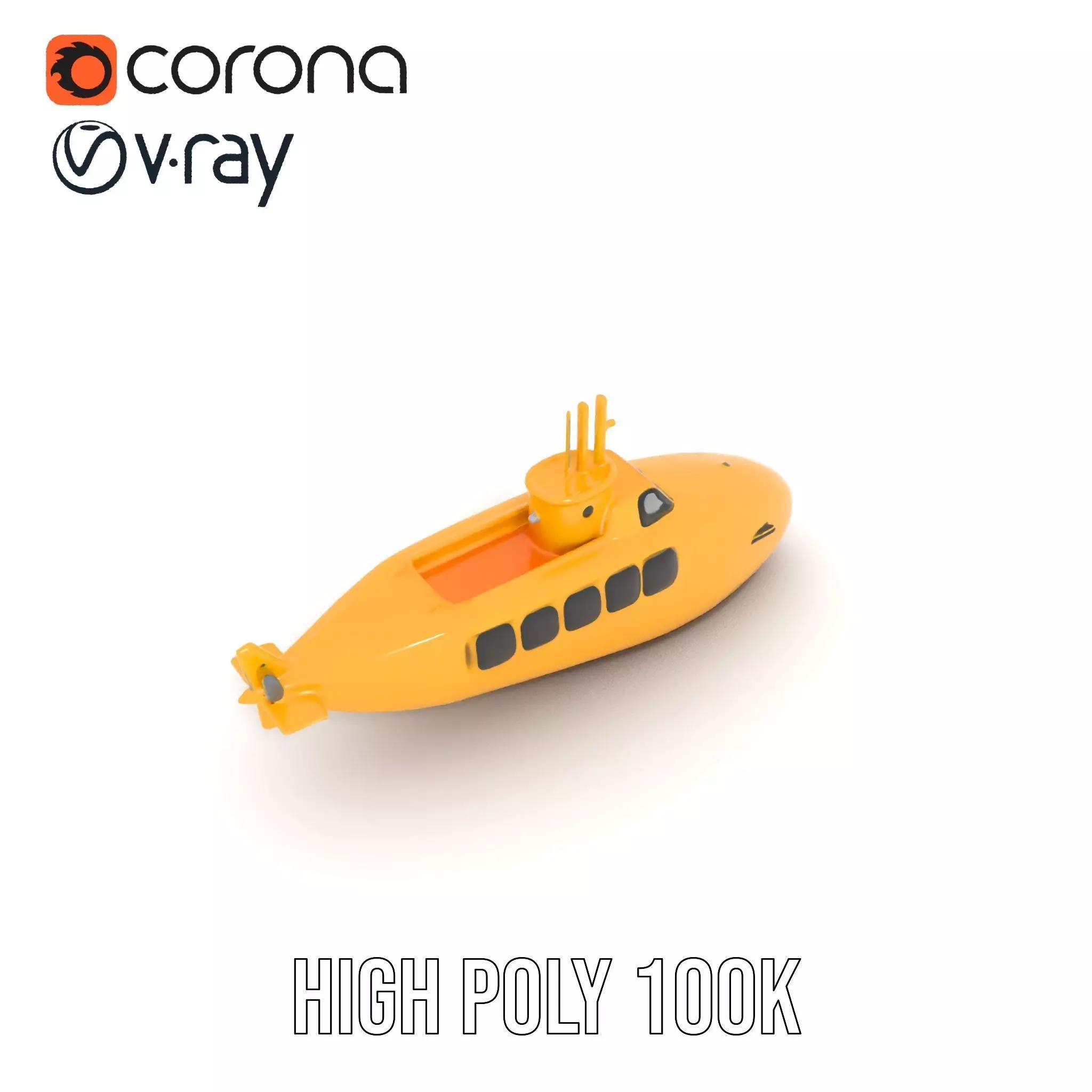 Vibrant Yellow Submarine model pack Low-poly 3D model_26