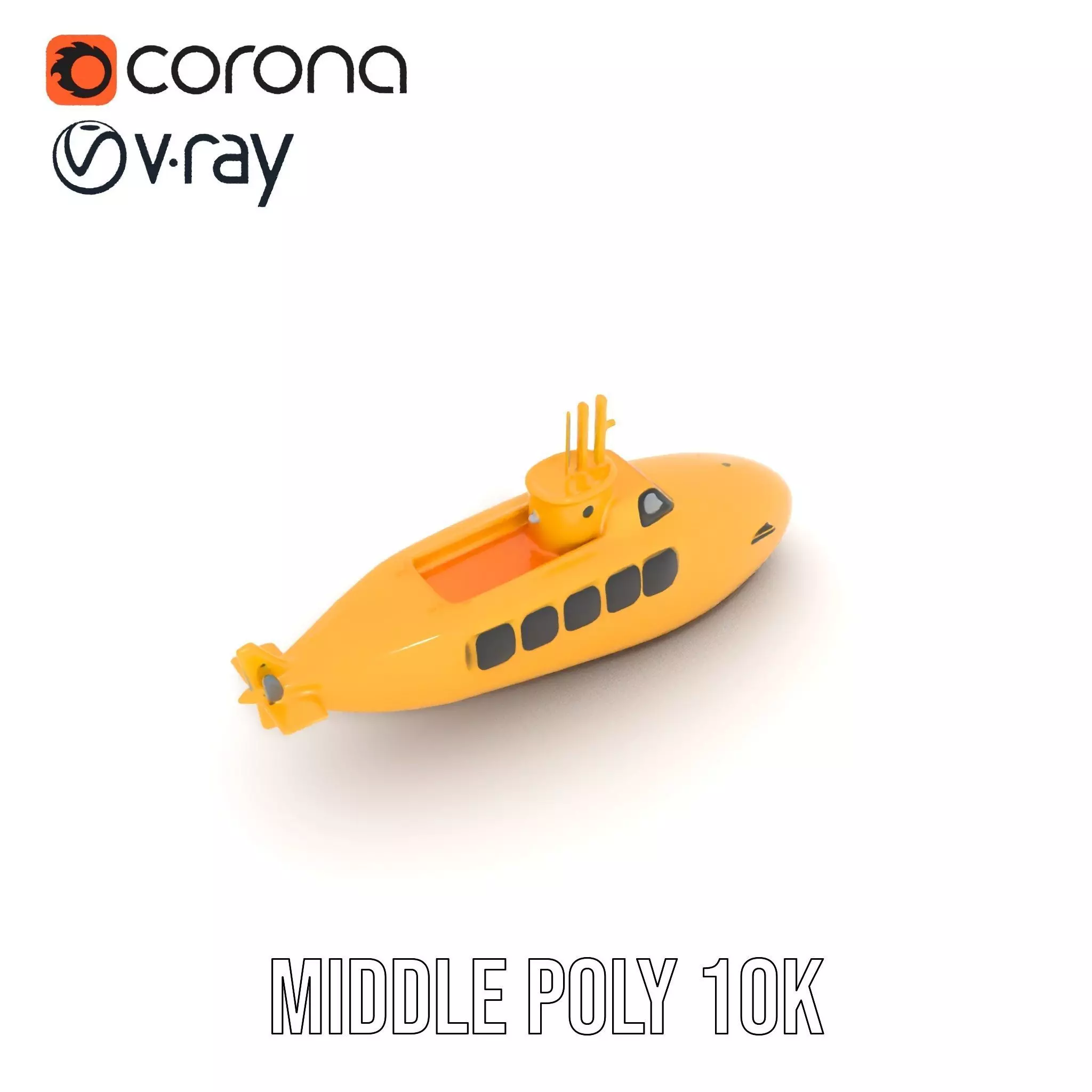 Vibrant Yellow Submarine model pack Low-poly 3D model_6