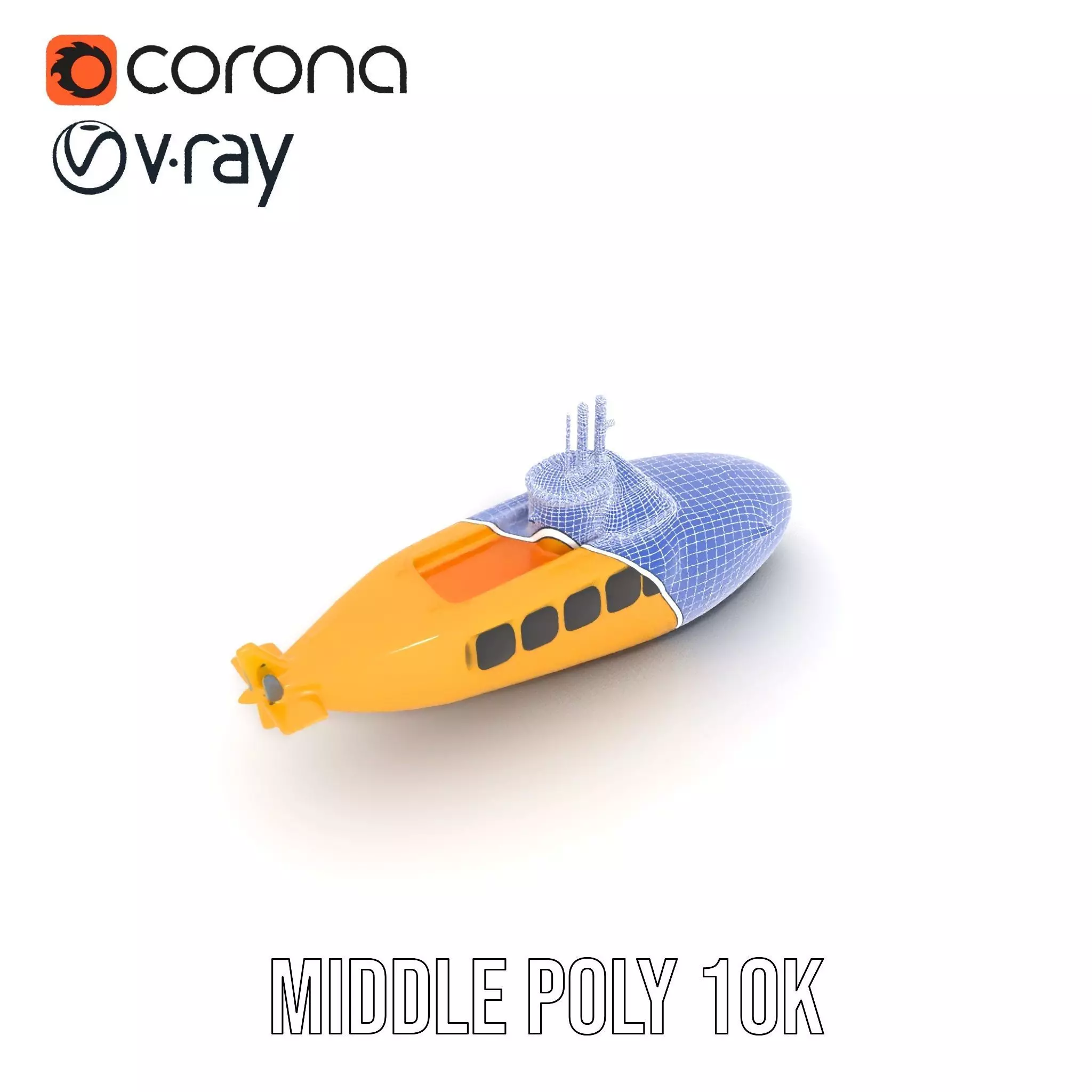 Vibrant Yellow Submarine model pack Low-poly 3D model_13