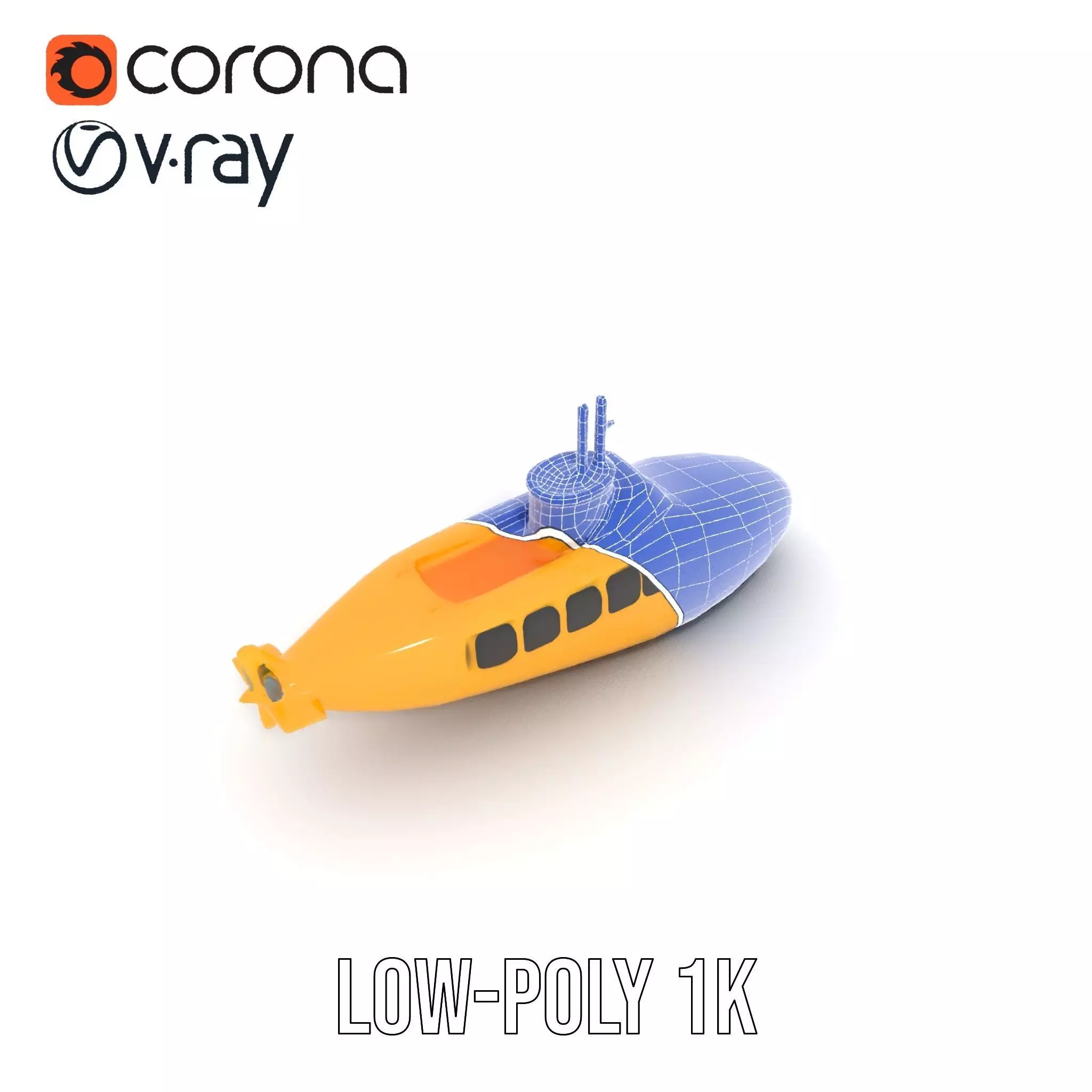 Vibrant Yellow Submarine model pack Low-poly 3D model_22