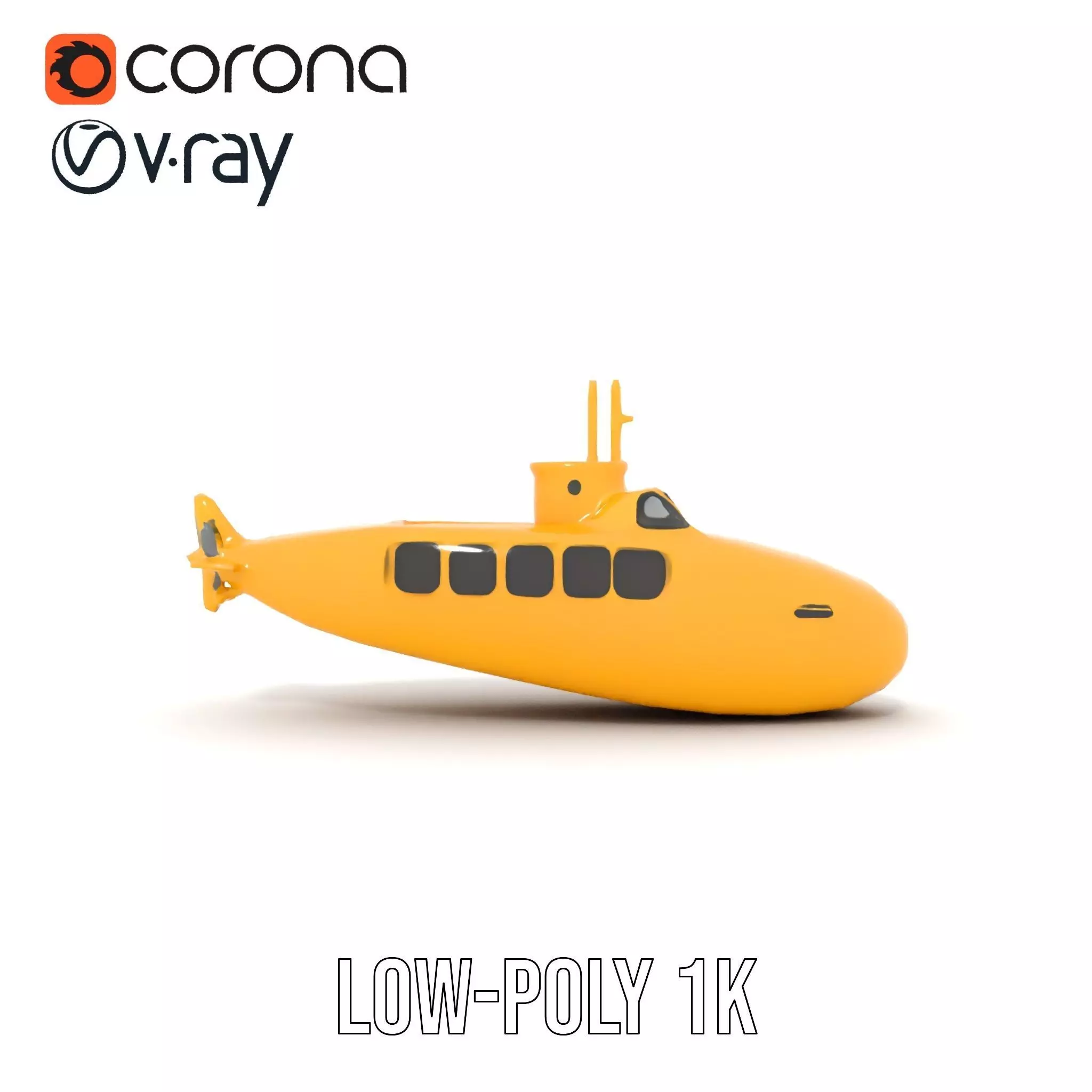 Vibrant Yellow Submarine model pack Low-poly 3D model_12