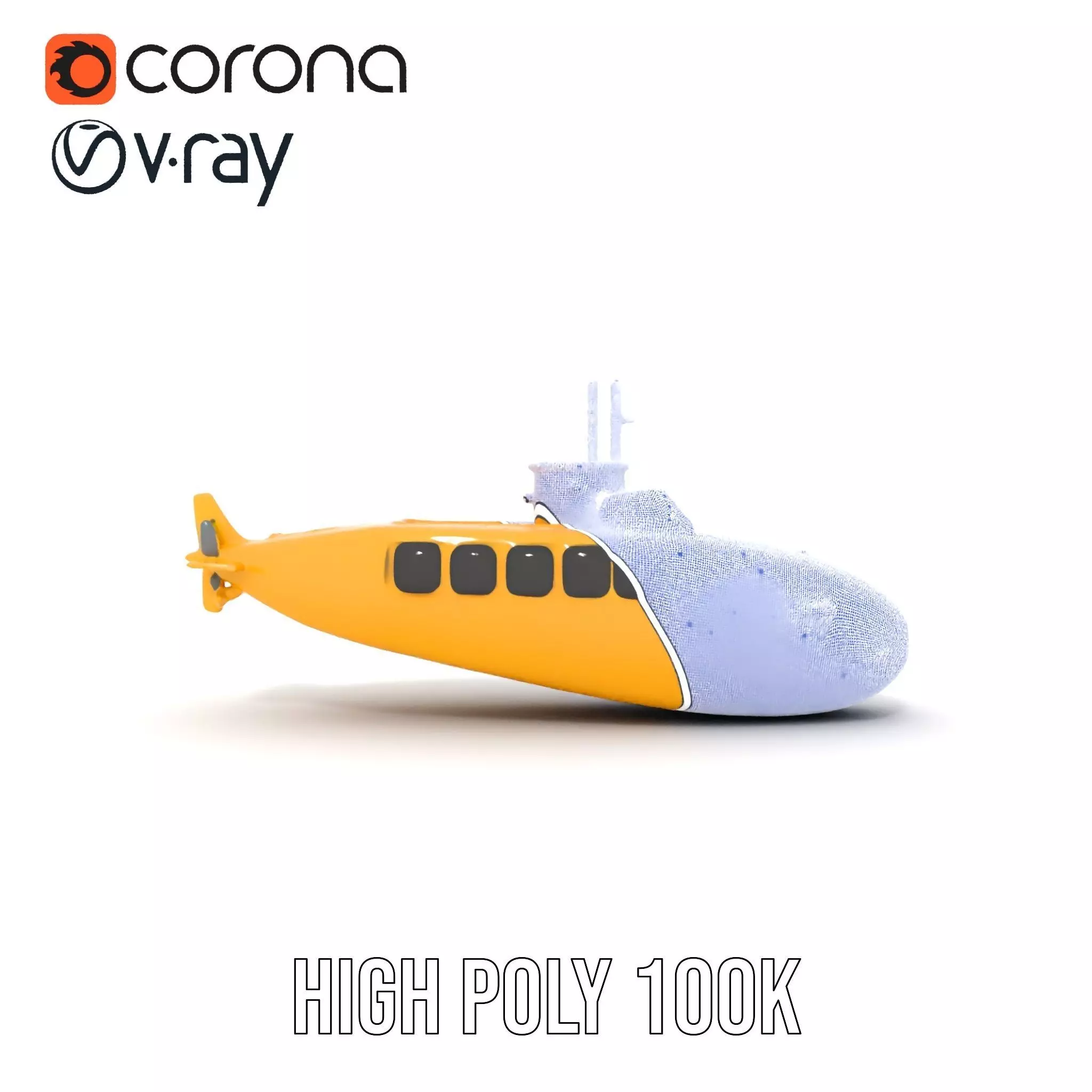 Vibrant Yellow Submarine model pack Low-poly 3D model_31
