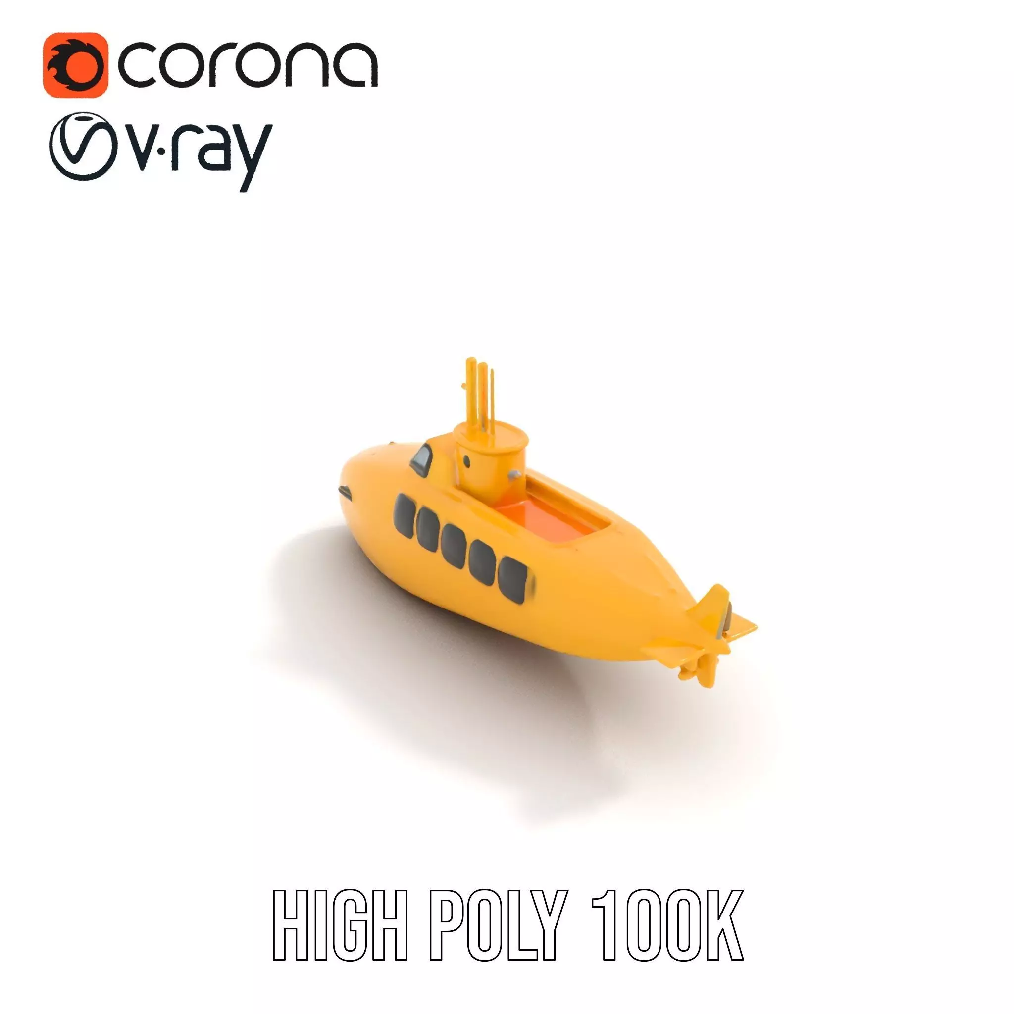 Vibrant Yellow Submarine model pack Low-poly 3D model_20